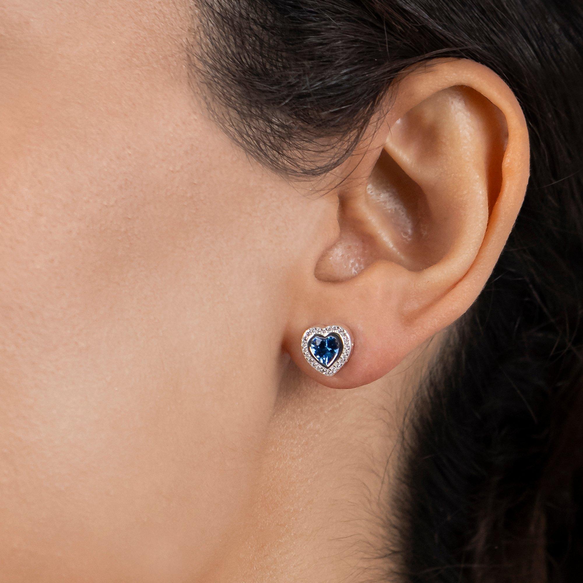 Silver - Radley - Radley Blue Heart Stone Set Earrings - 3