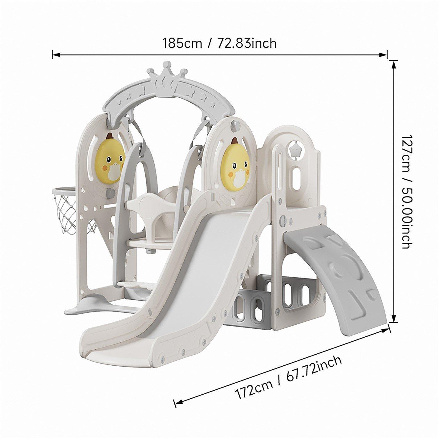 White - KIDKID - Fun-Filled Duck Slide for Kids 3-in-1 Playset - 3