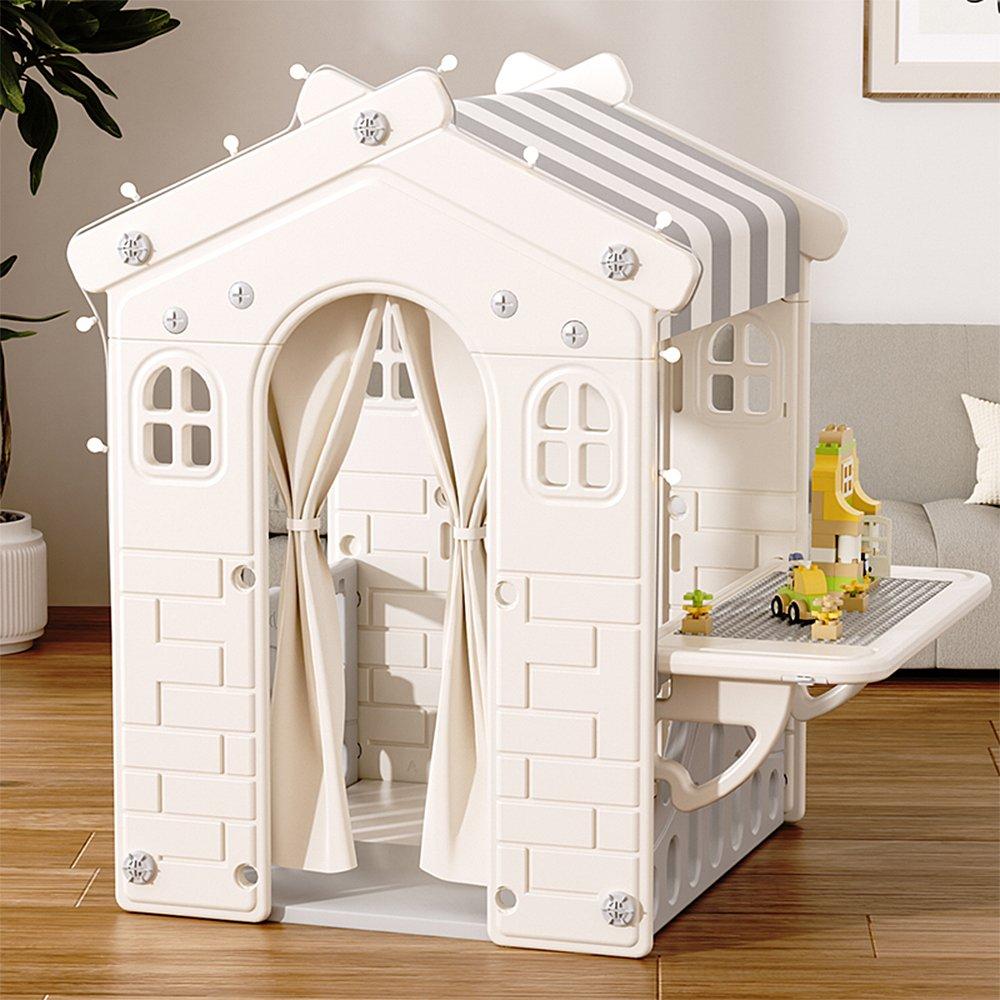 Beige And Grey - KIDKID - Kids Plastic Playhouse for Indoor Outdoor - 2