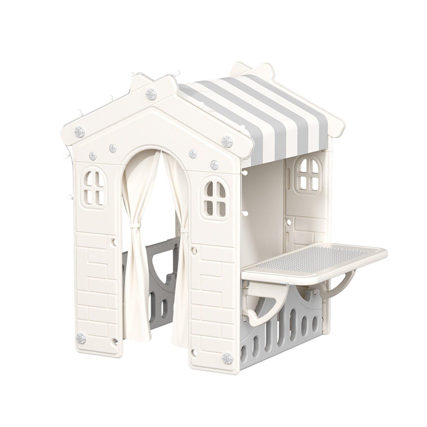 Beige And Grey - KIDKID - Kids Plastic Playhouse for Indoor Outdoor - 3