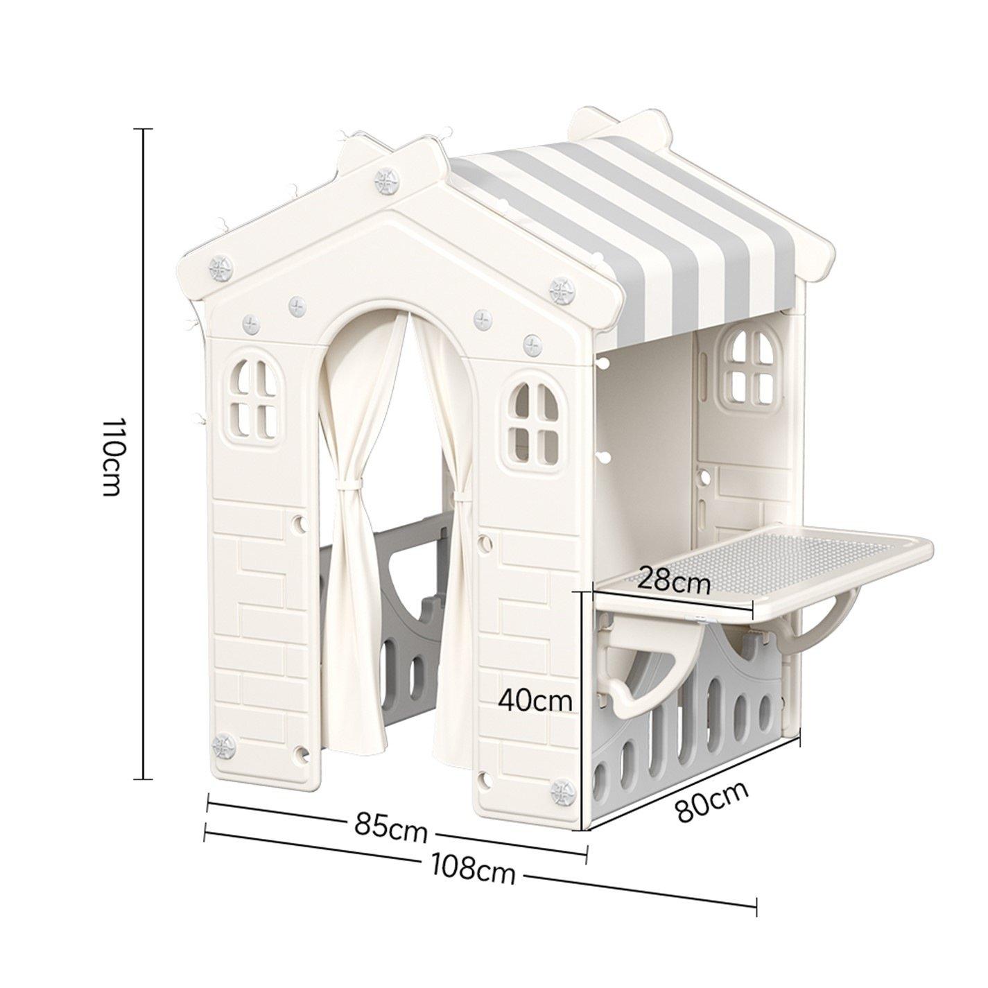Beige And Grey - KIDKID - Kids Plastic Playhouse for Indoor Outdoor - 4