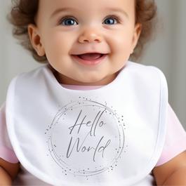 Aye Do Hello World Silver Circle Baby Bib - 7720-BBYbib