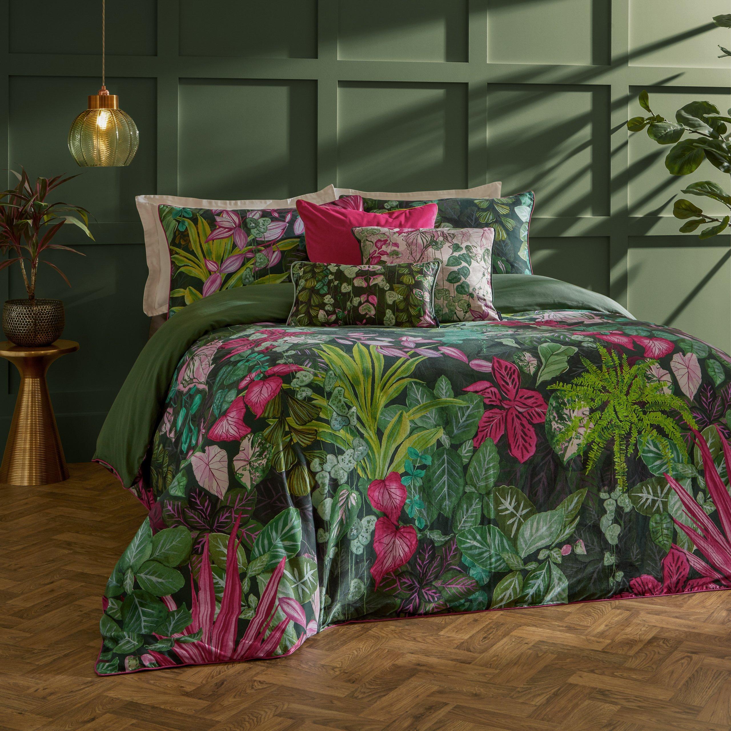 Paoletti Veadeiros Super King Size Pink And Green Exotic Floral Duvet Set - Image 6