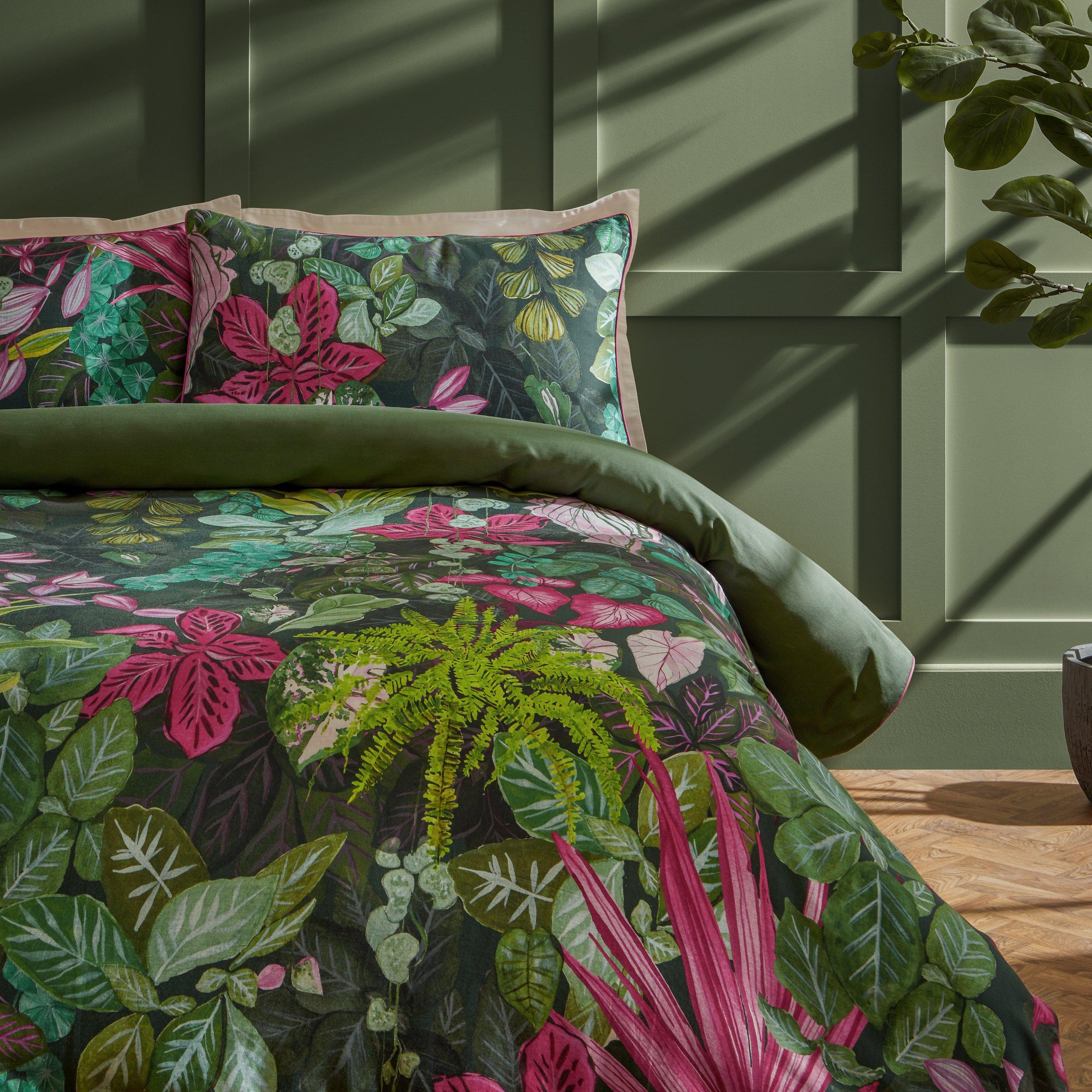 Pink/Green - Botanical Riches - Veadeiros Exotic Floral Duvet Set - 2