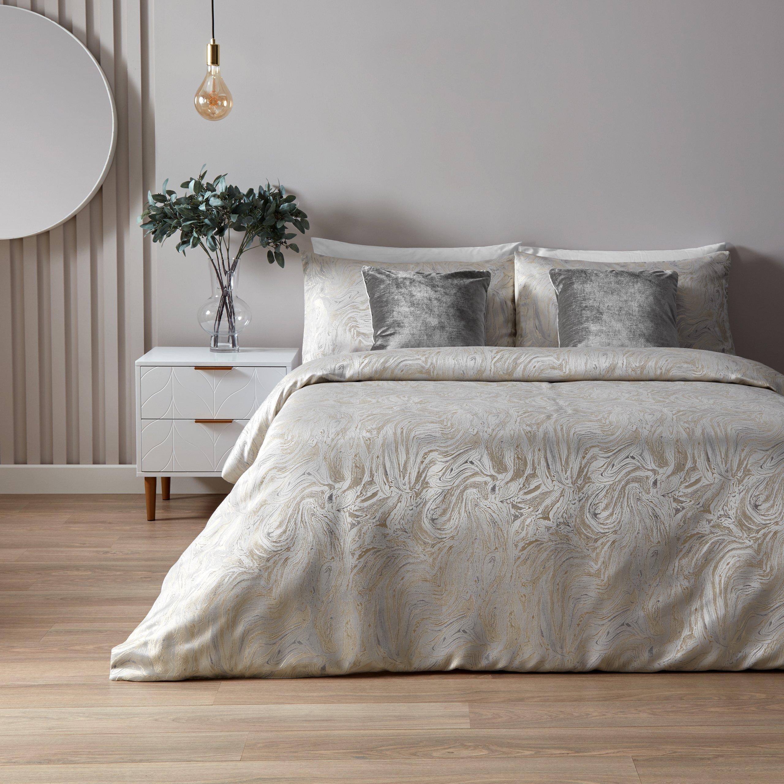 Paoletti  Marble Reversible Duvet Set - Oyster - King