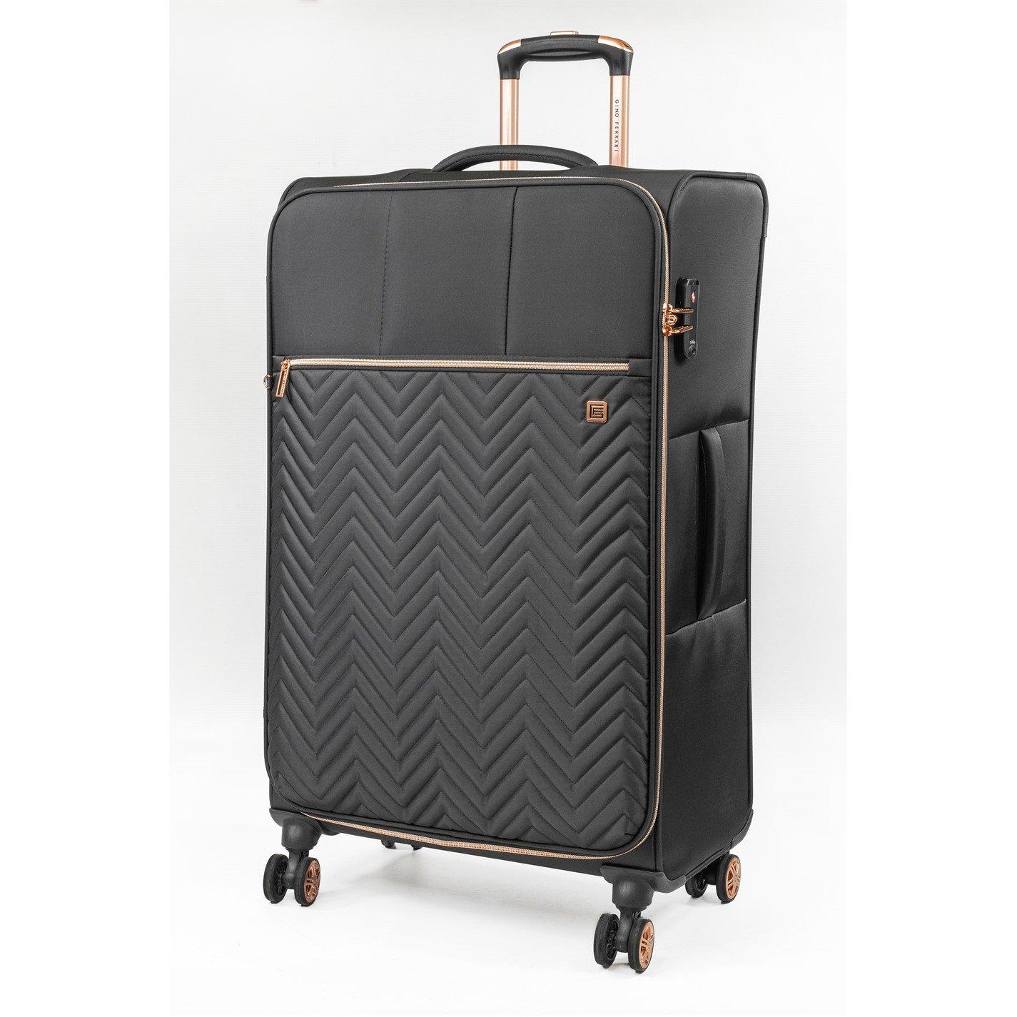 Black - Gino Ferrari - Biella Soft Shell Suitcase Lightweight Luggage - 1