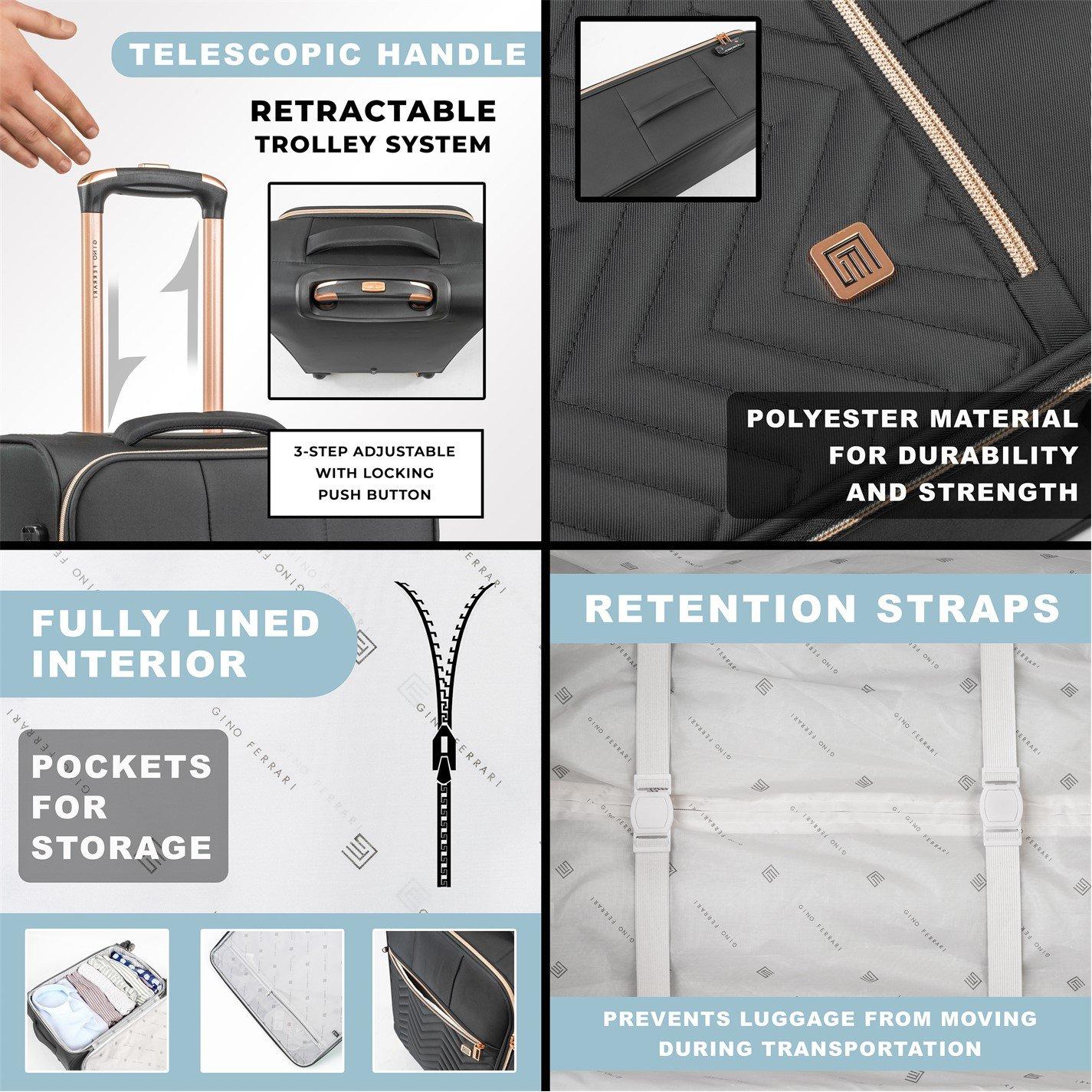 Black - Gino Ferrari - Biella Soft Shell Suitcase Lightweight Luggage - 3