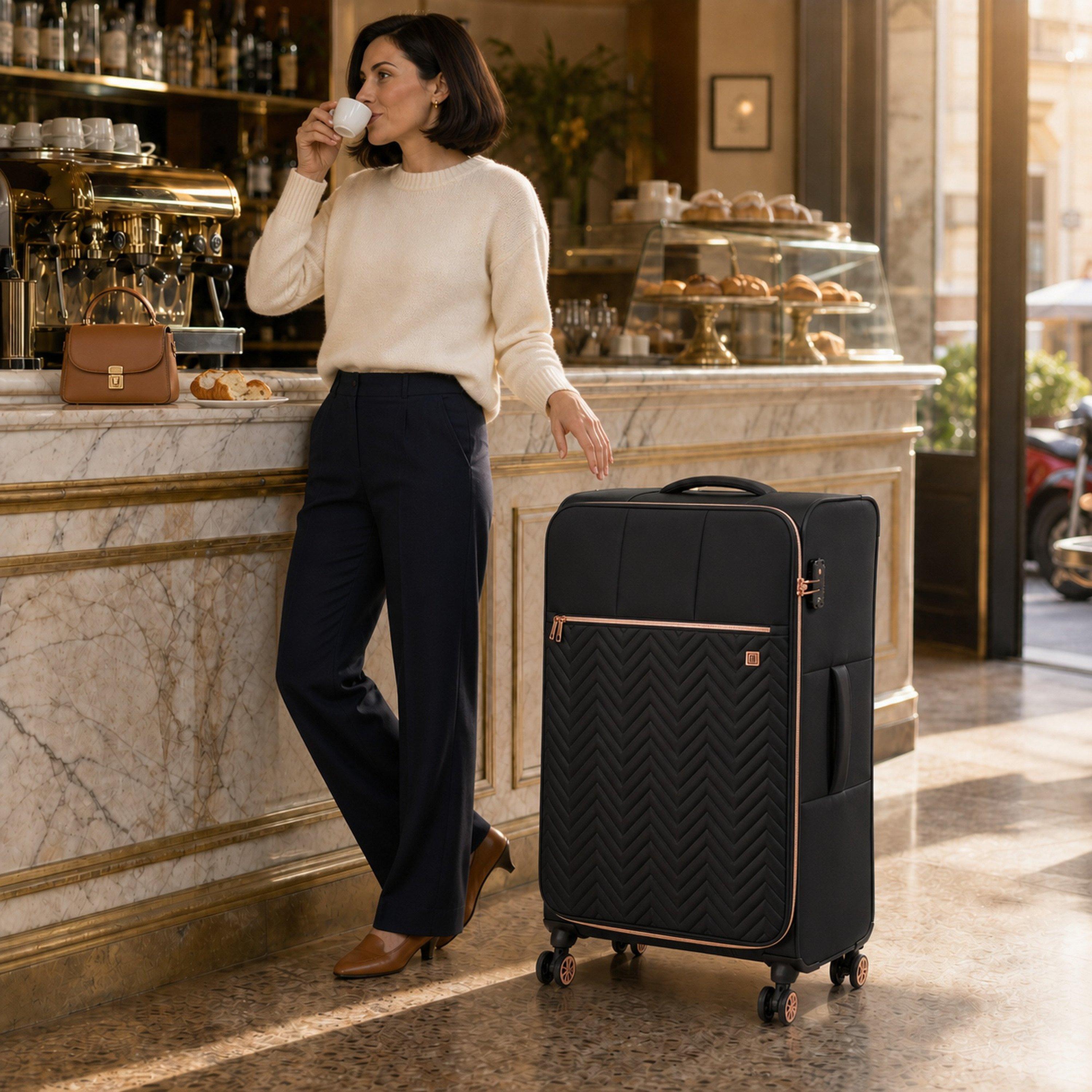 Black - Gino Ferrari - Biella Soft Shell Suitcase Lightweight Luggage - 8
