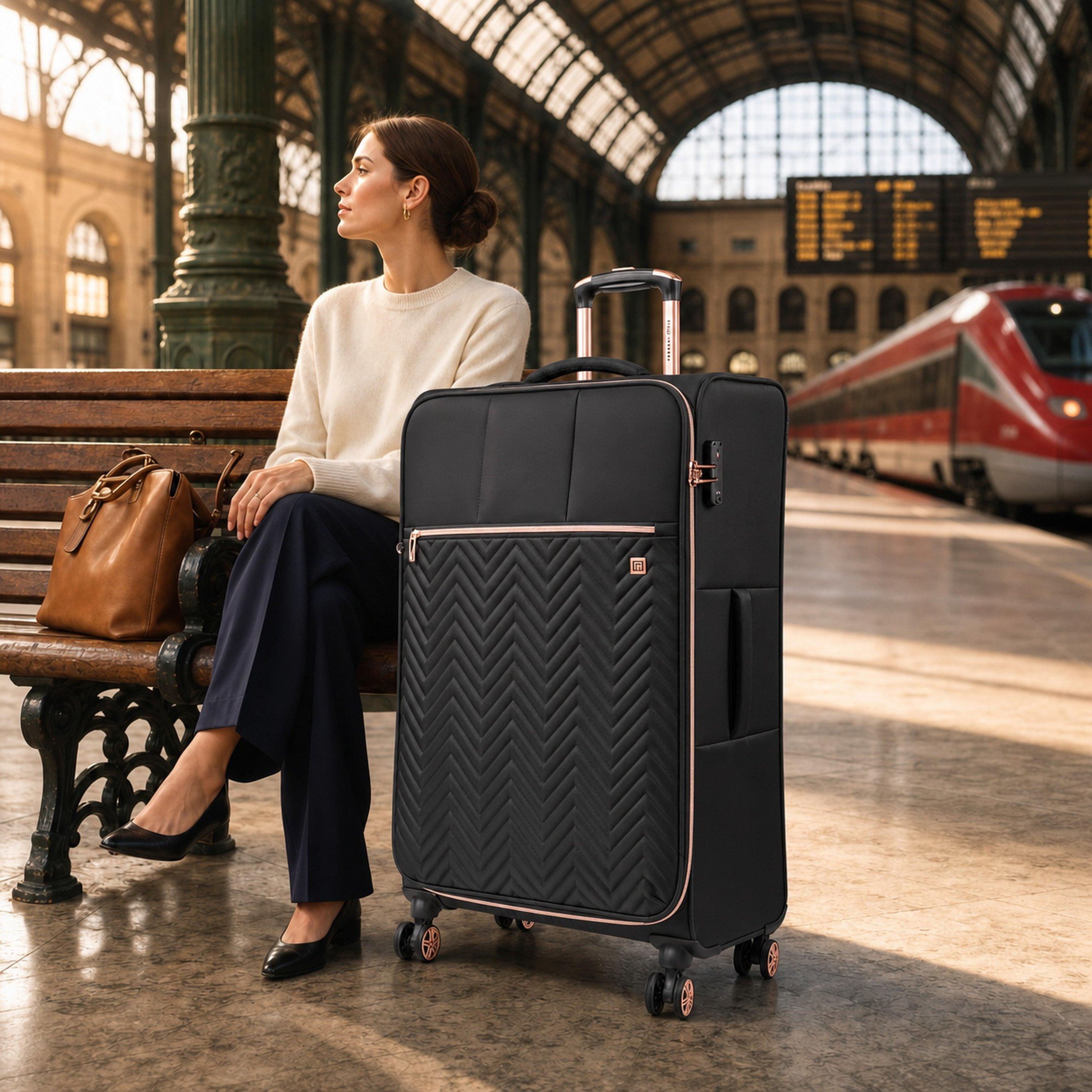 Black - Gino Ferrari - Biella Soft Shell Suitcase Lightweight Luggage - 9