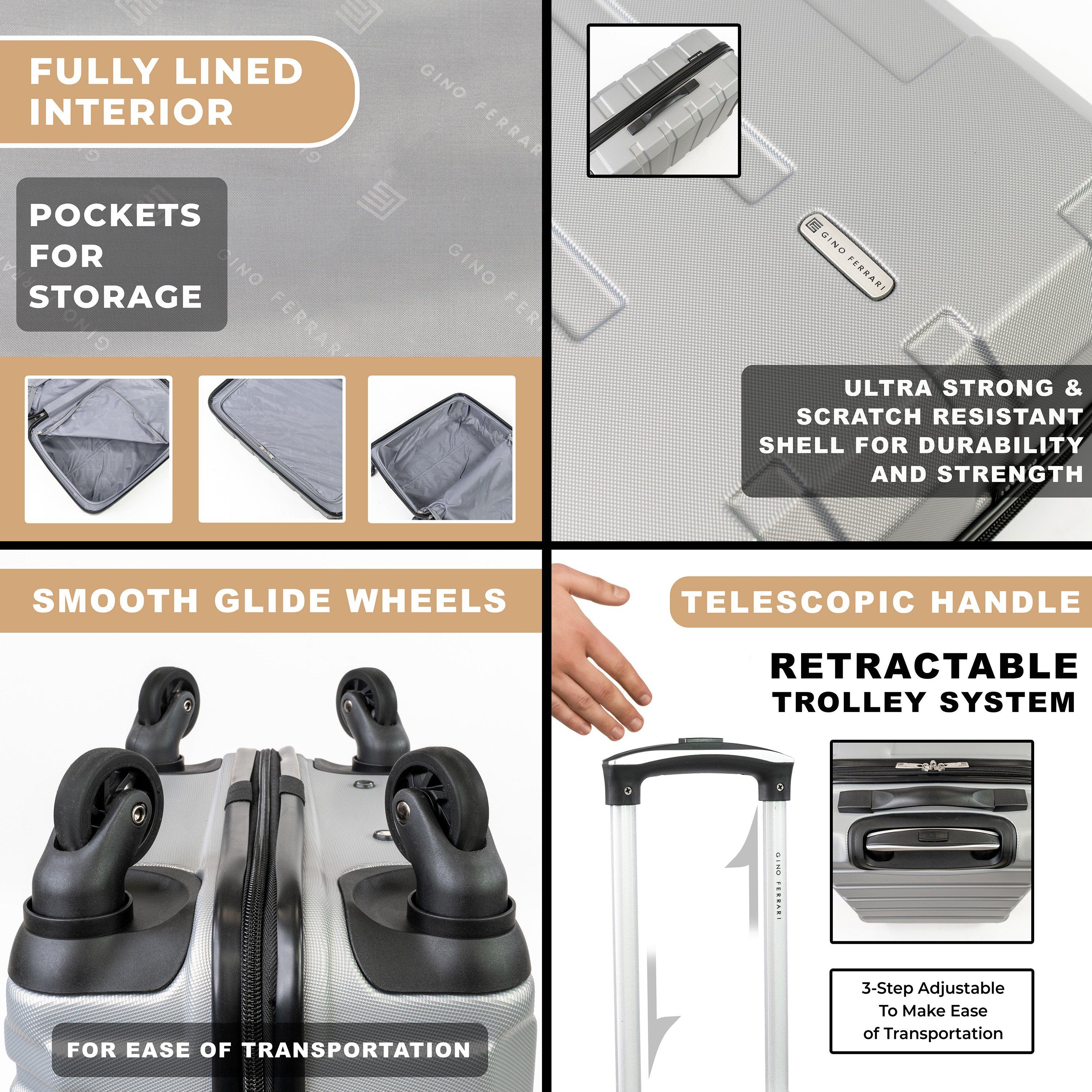 Silver - Gino Ferrari - Lightweight Suitcase Hard Shell Luggage on Wheels - 5