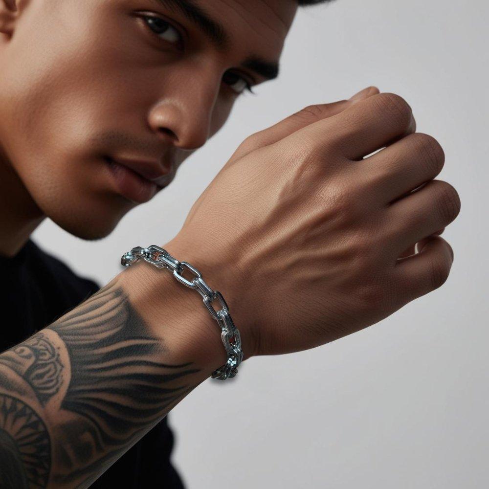 Silver - Aye Do Gifts - Mens Long Link Silver Bracelet - 2