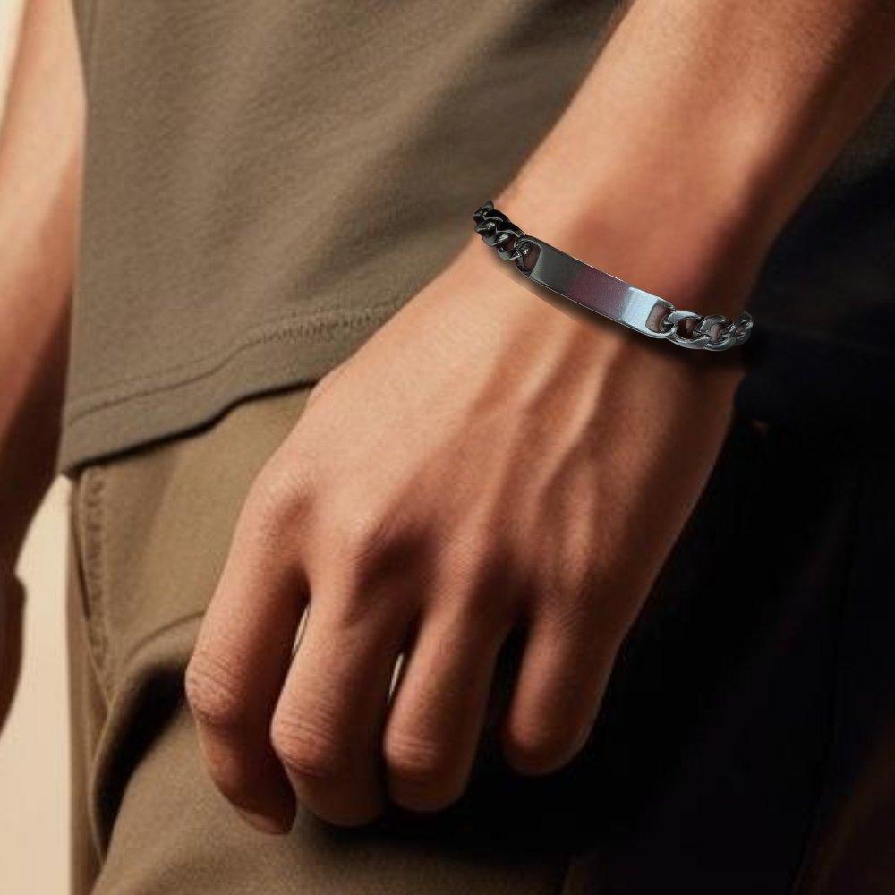 Silver - Aye Do Gifts - Mens Chunky ID Silver Bracelet - 2