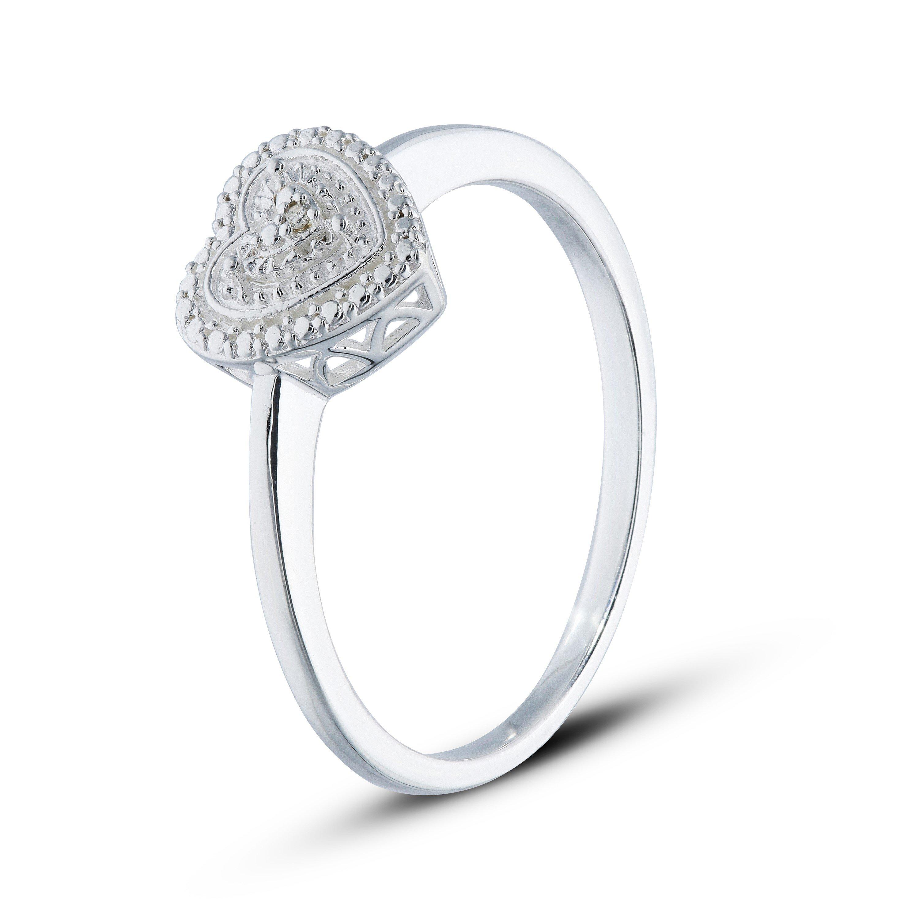 Silver - Be You - Sterling Silver Diamond Heart Ring - 1