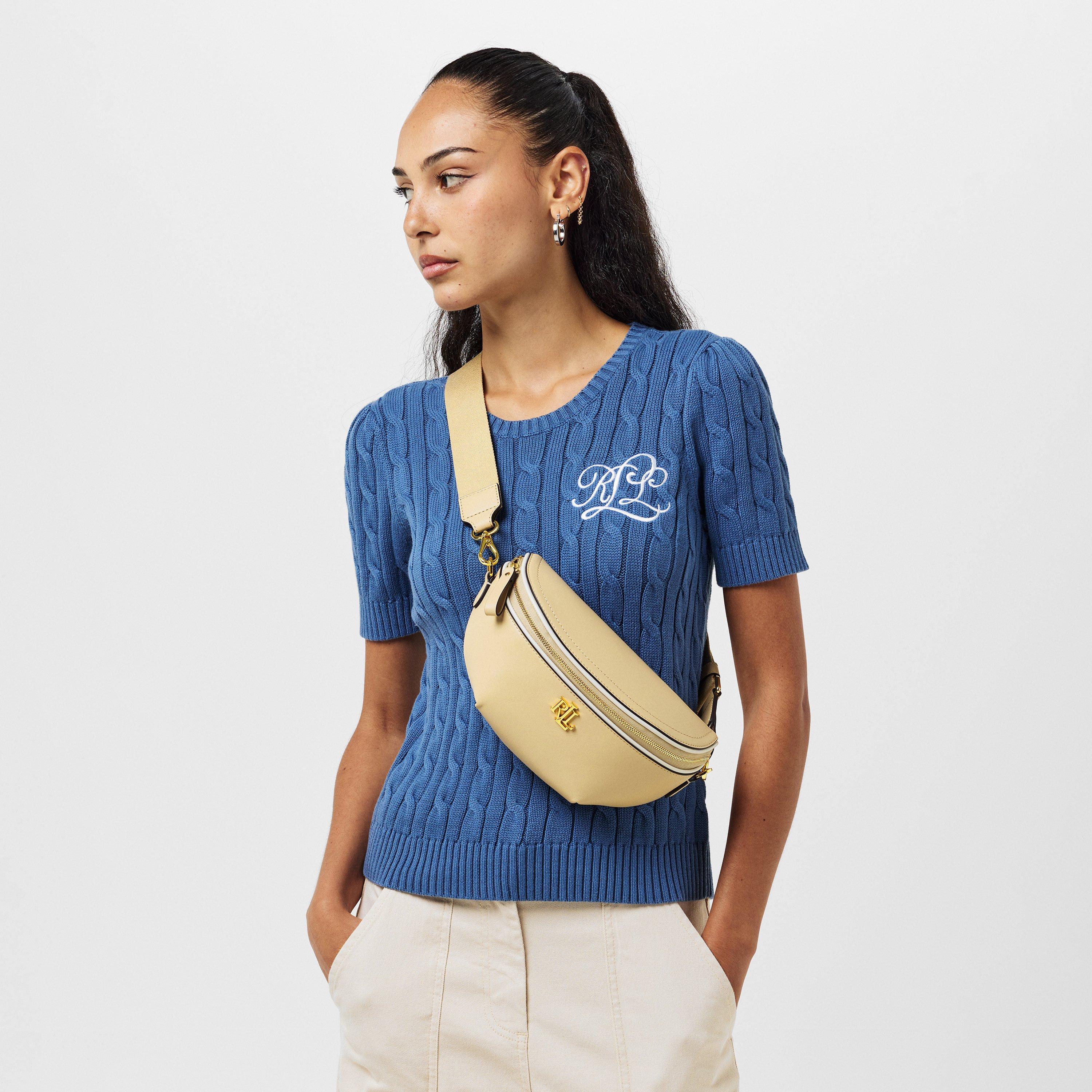 Sand/White - Lauren by Ralph Lauren - Women's Real Leather Marcy Bum Bags - 3