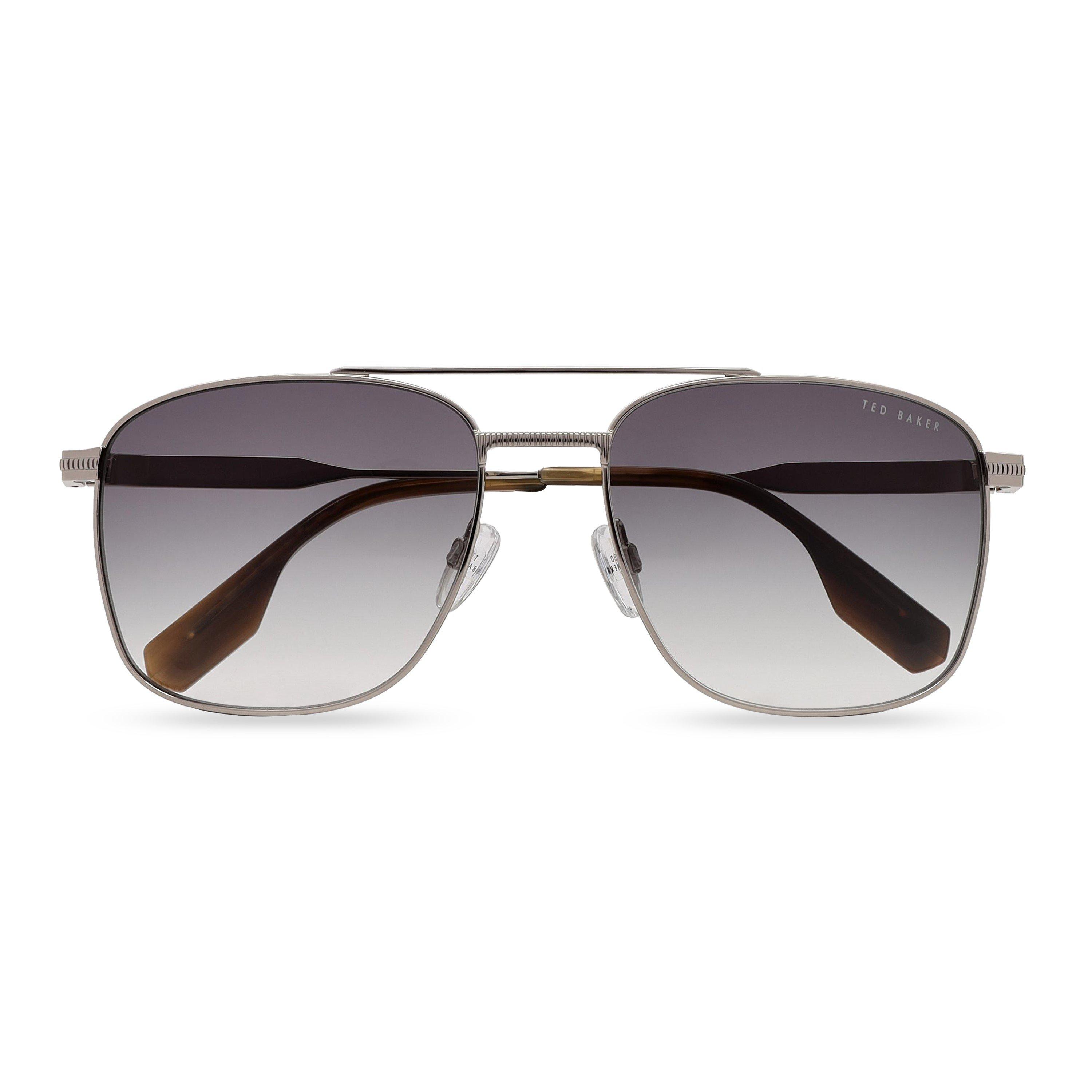 Silver - Ted Baker - Men's Bak Chase UV Protection Rectangle Sunglasses - 1