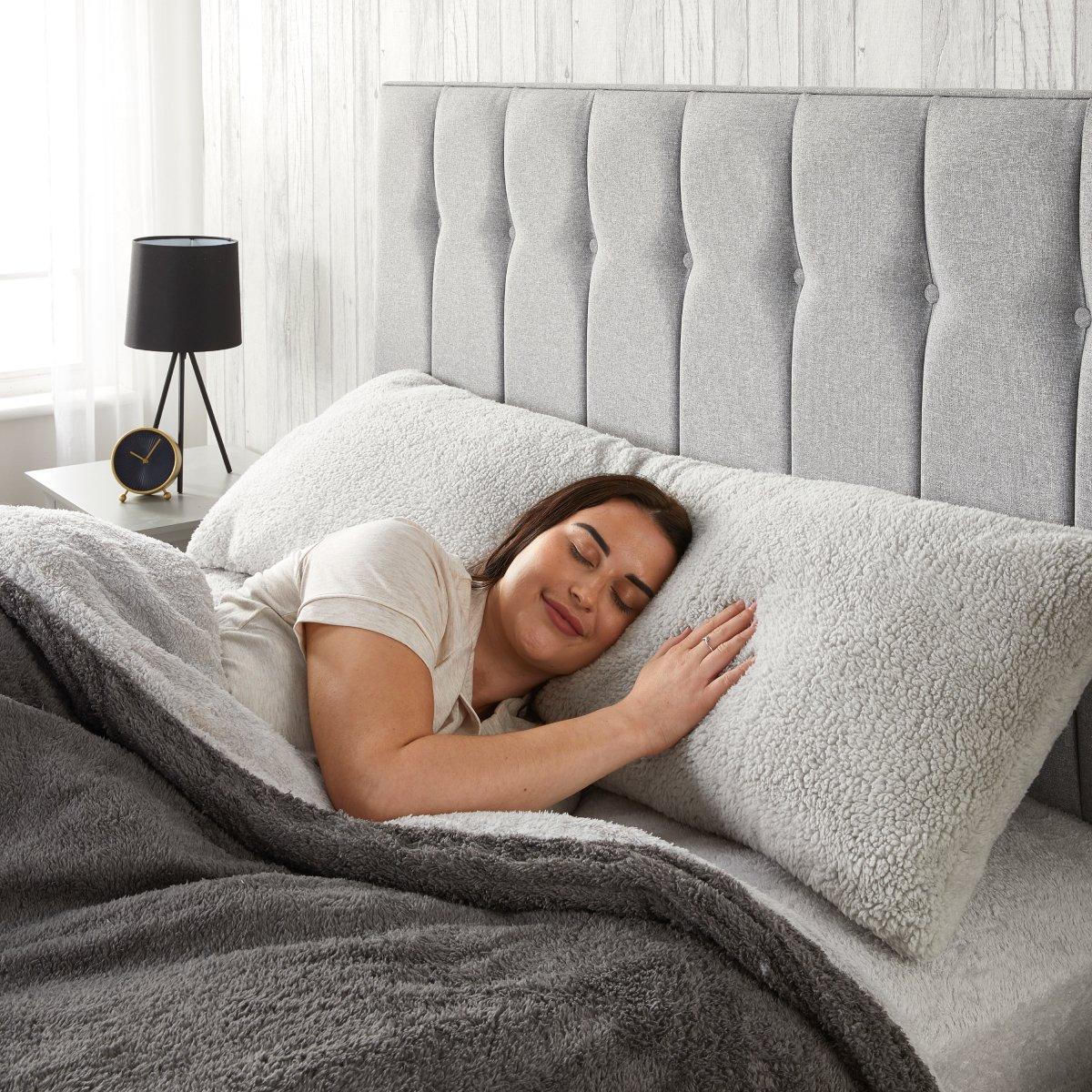 Grey - Downland - Teddy Fleece Bolster Pillow - 3