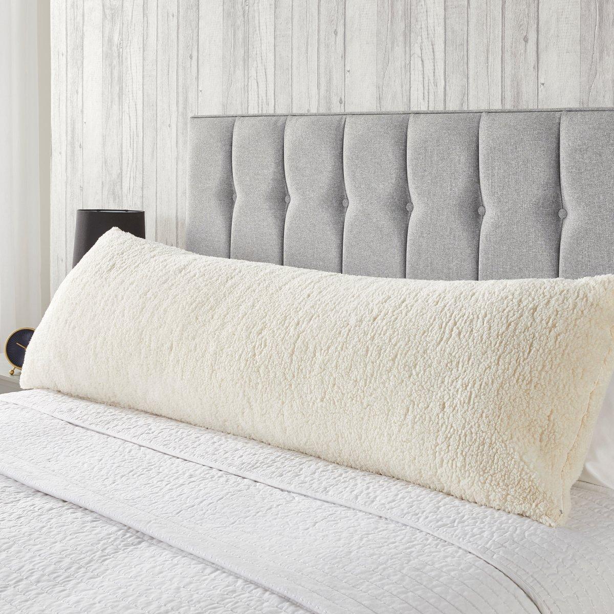 Downland  Teddy Fleece Bolster Pillow - Cream