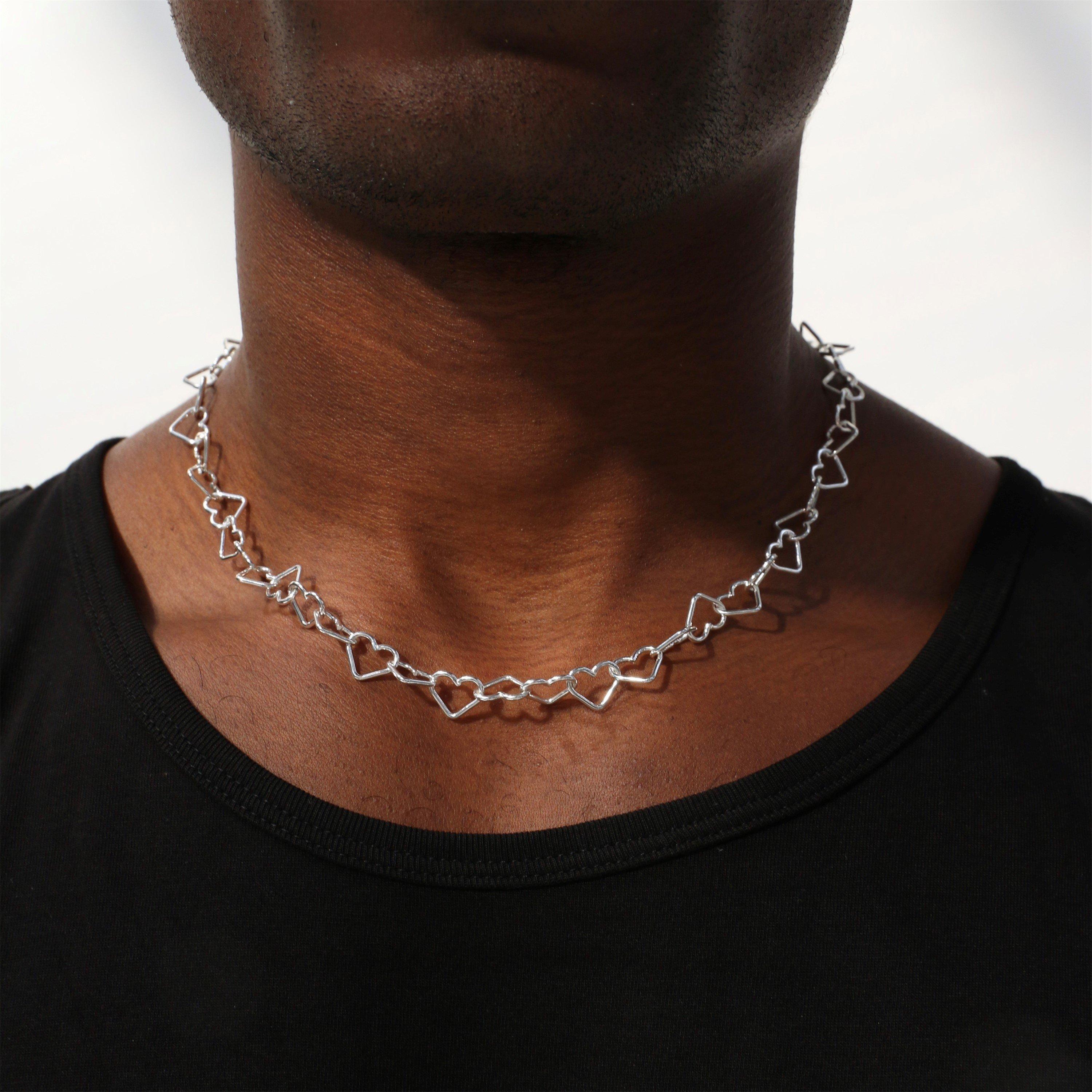 Sterling Sil - Common Lines - Heart Link Necklace - 3