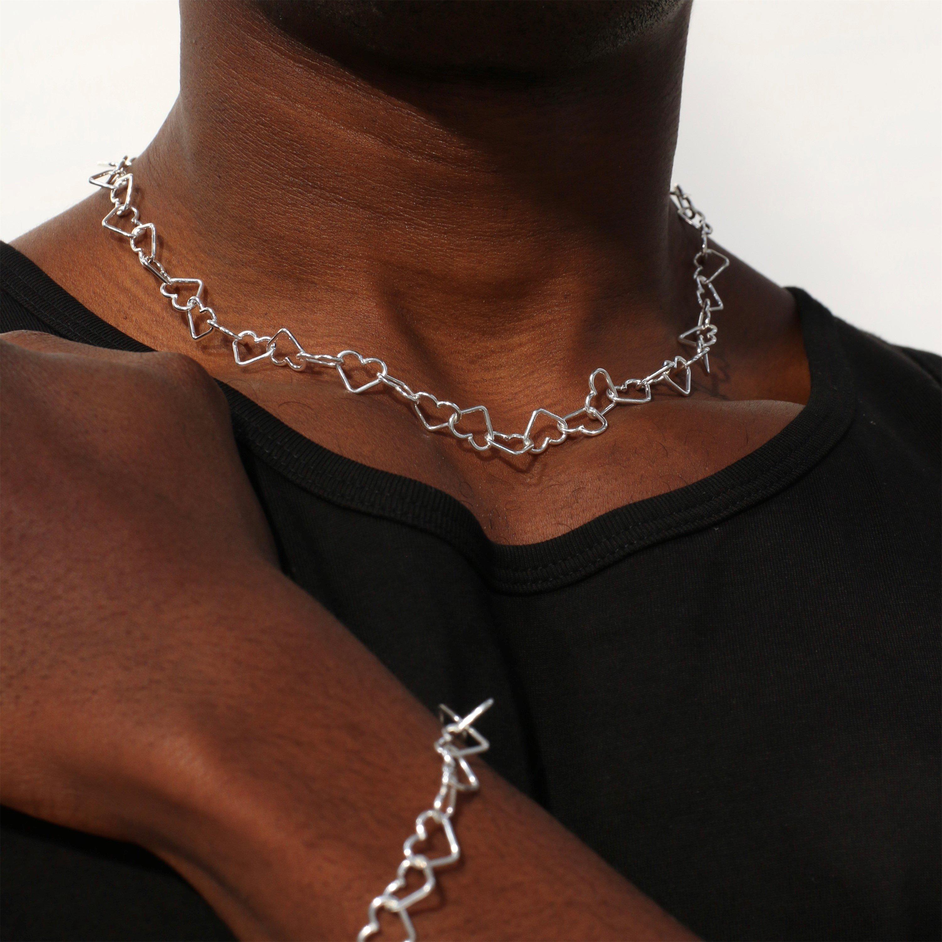 Sterling Sil - Common Lines - Heart Link Necklace - 4