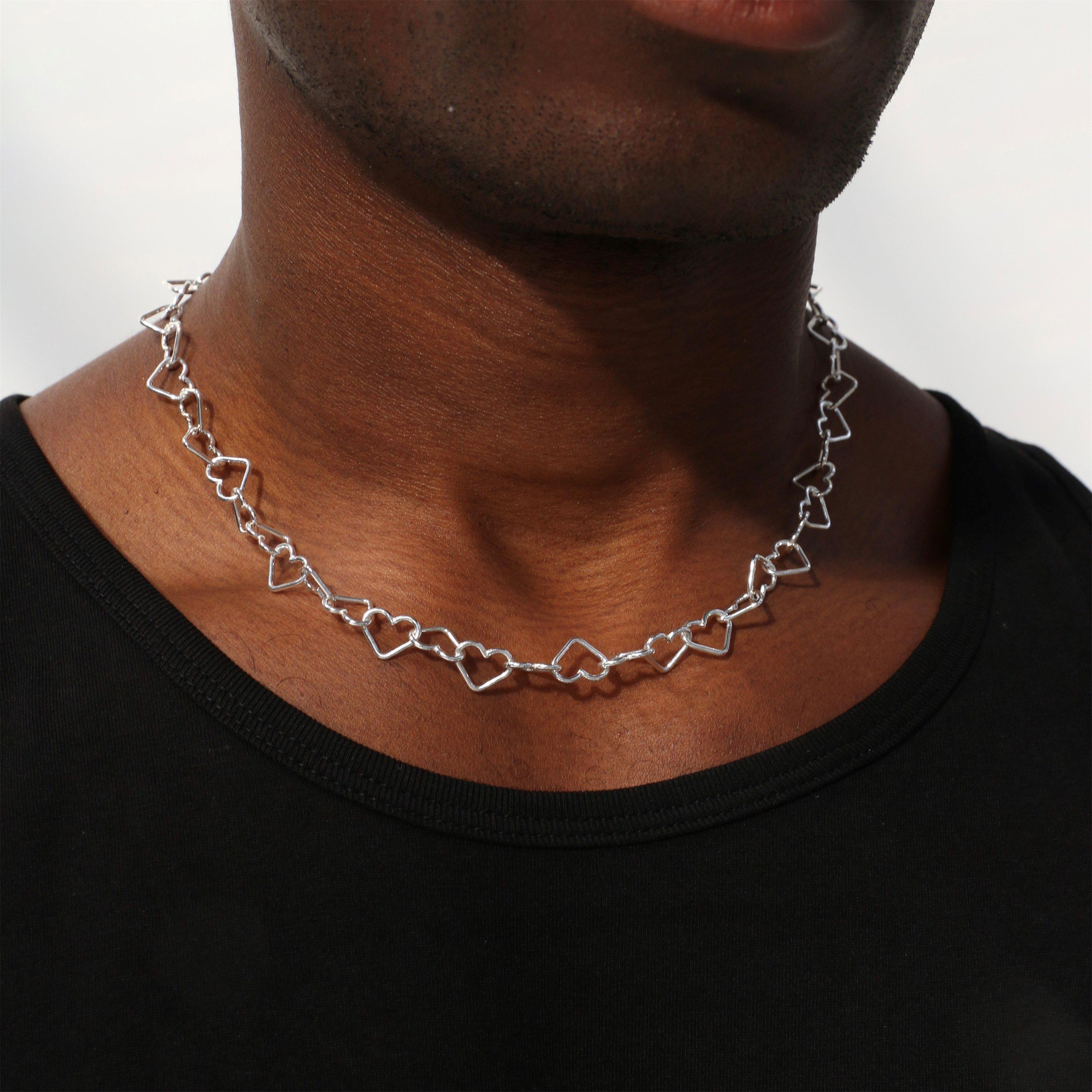 Sterling Sil - Common Lines - Heart Link Necklace - 5