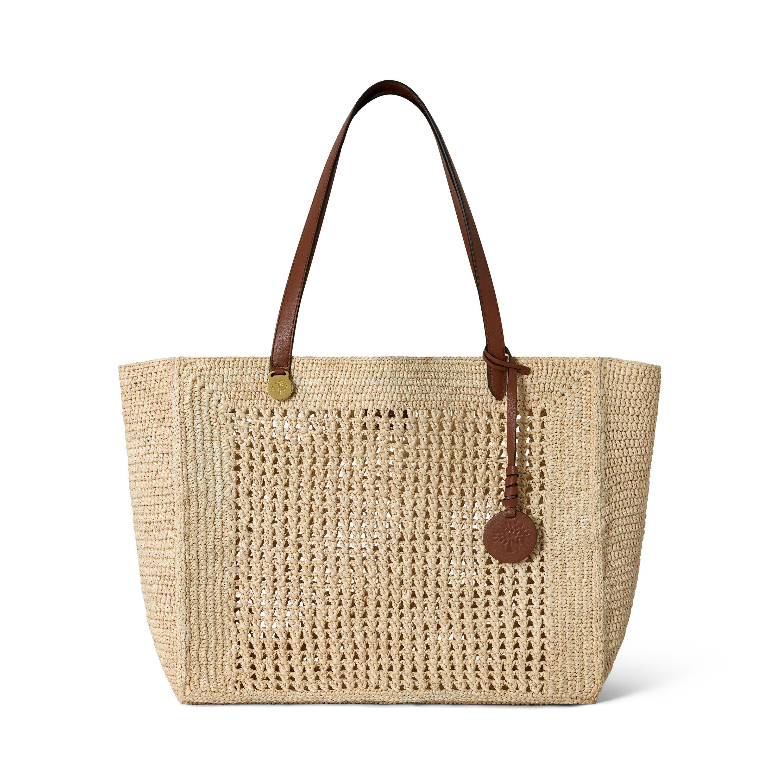 Natural - Mulberry - Crochet Tote Raffia - 1
