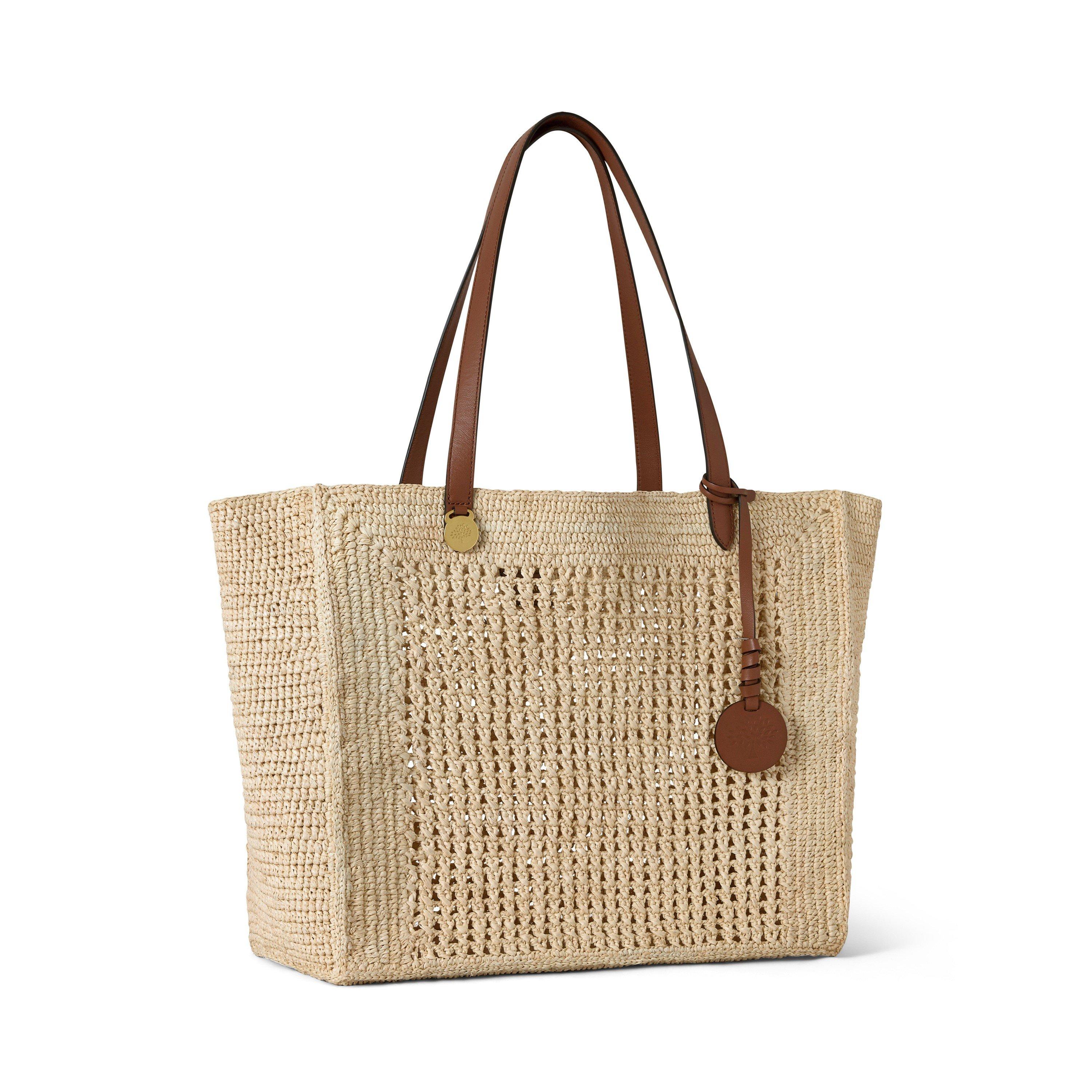Natural - Mulberry - Crochet Tote Raffia - 3
