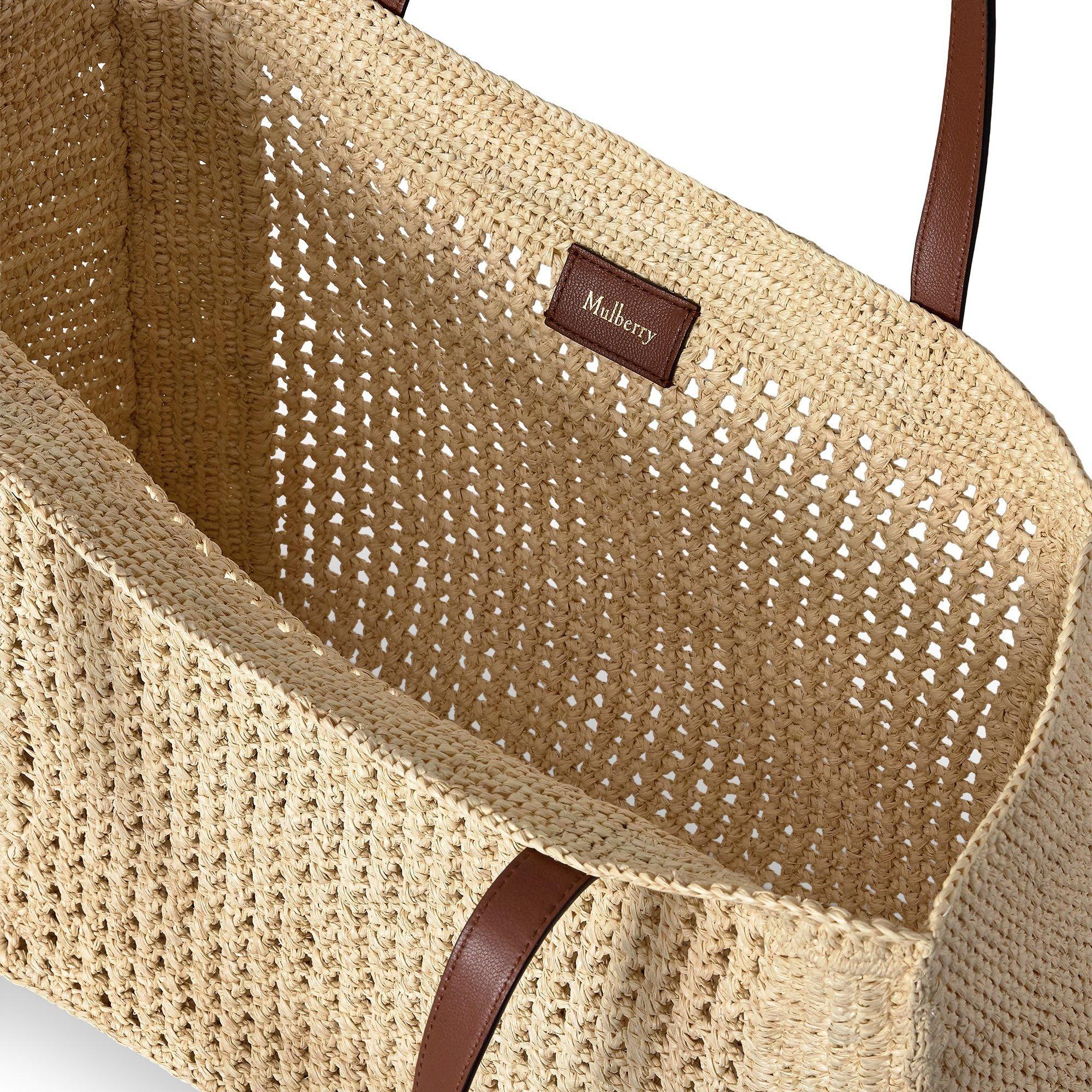 Natural - Mulberry - Crochet Tote Raffia - 5