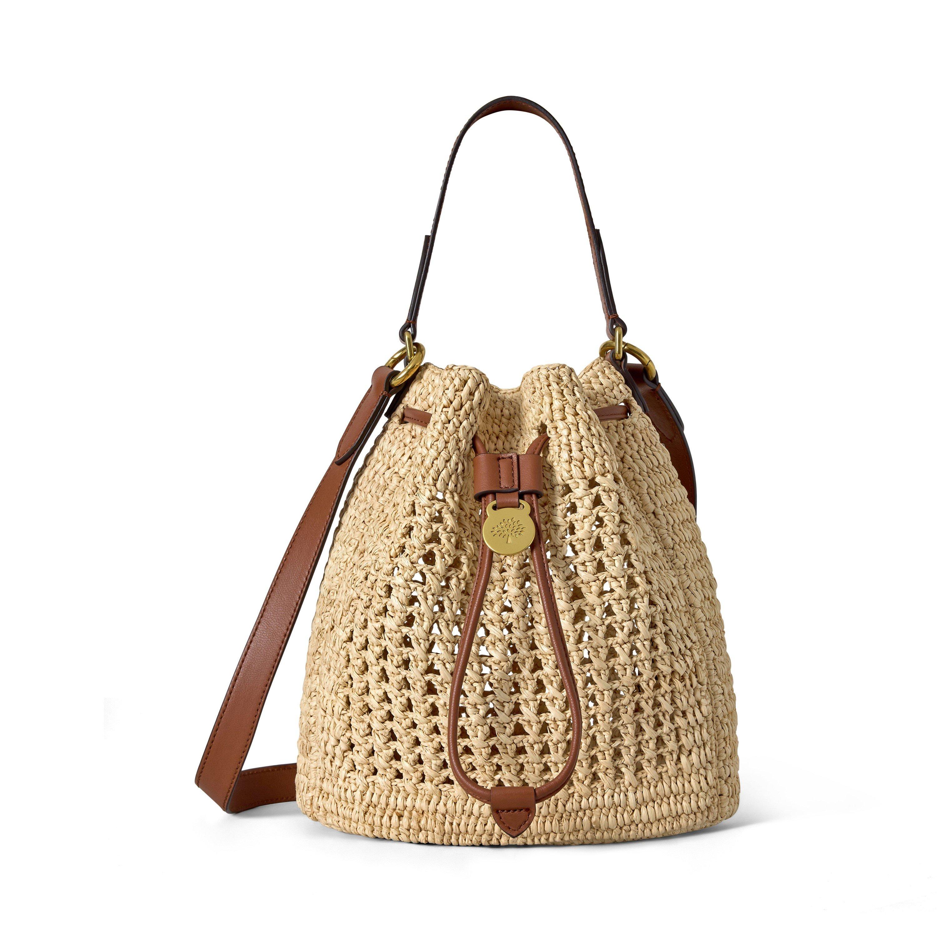 Natural - Mulberry - Small Crochet Bucket Raffia - 1