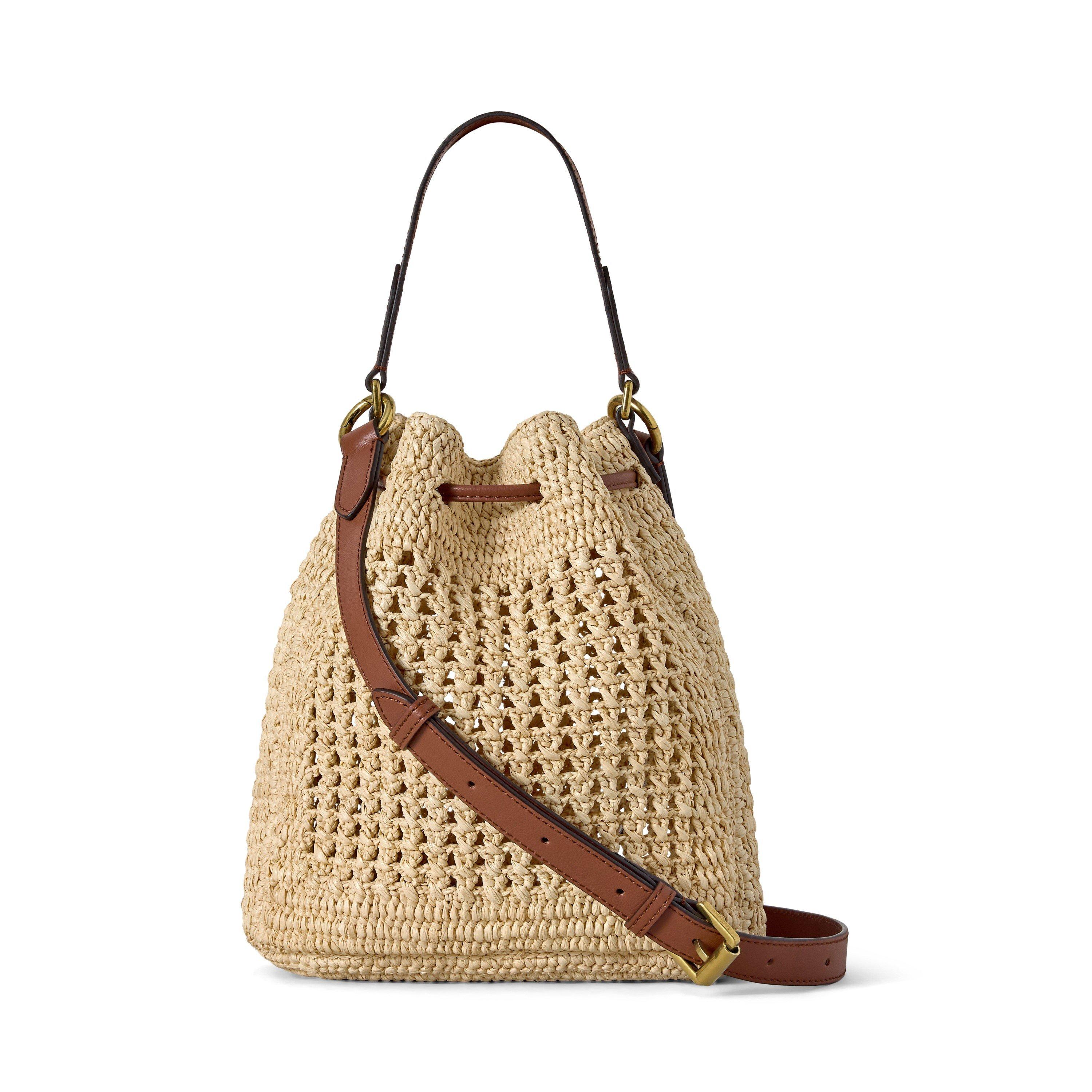 Natural - Mulberry - Small Crochet Bucket Raffia - 2