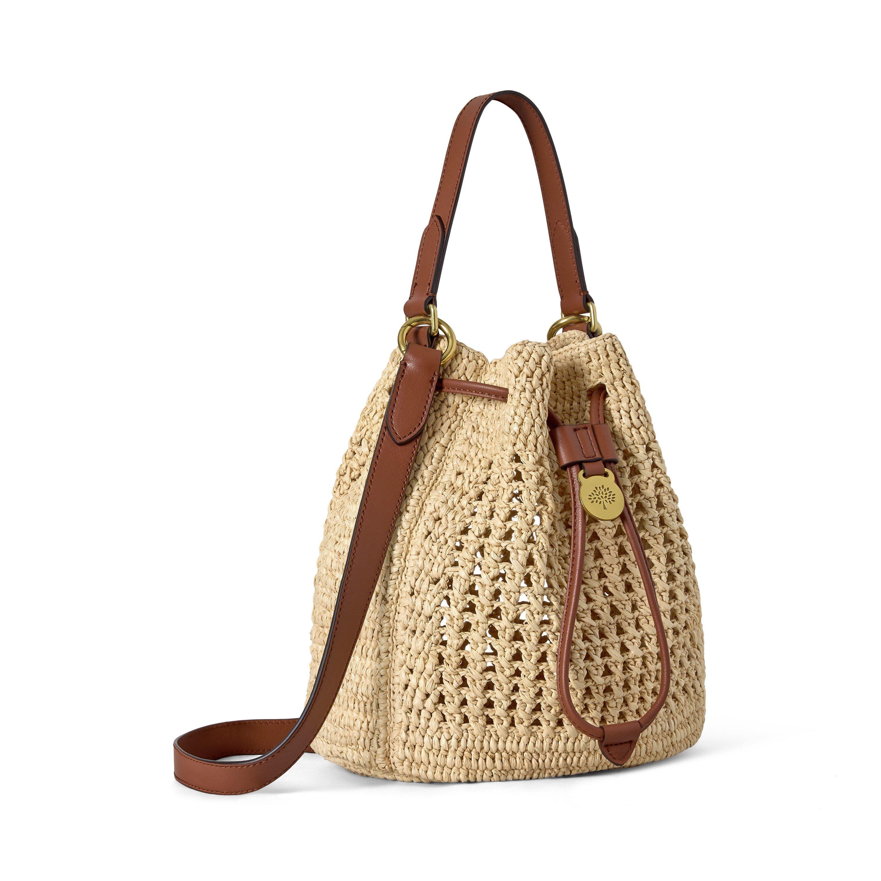 Natural - Mulberry - Small Crochet Bucket Raffia - 3