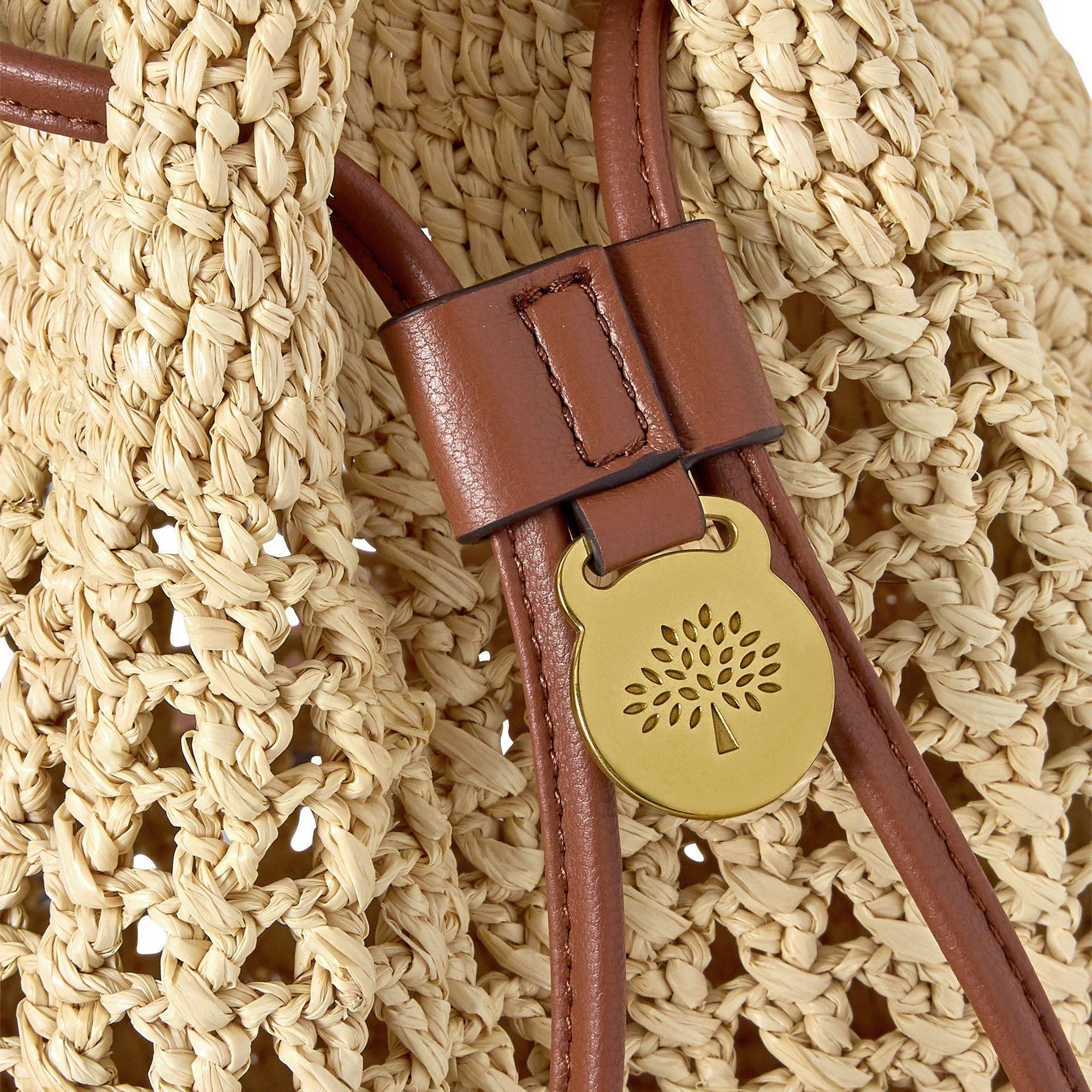 Natural - Mulberry - Small Crochet Bucket Raffia - 4