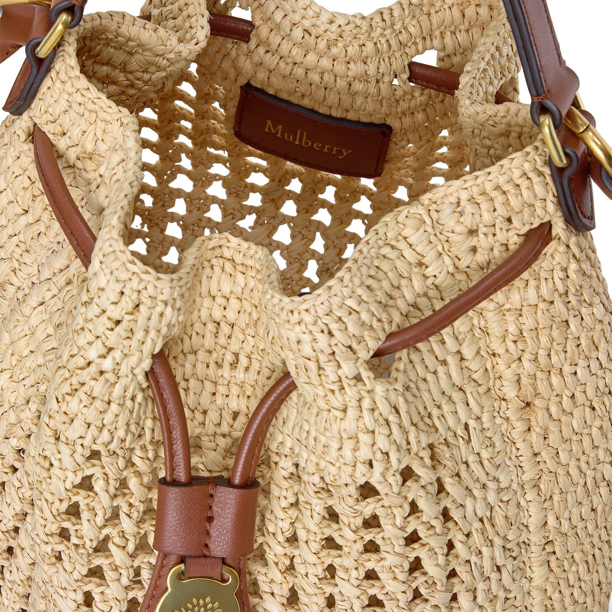 Natural - Mulberry - Small Crochet Bucket Raffia - 5