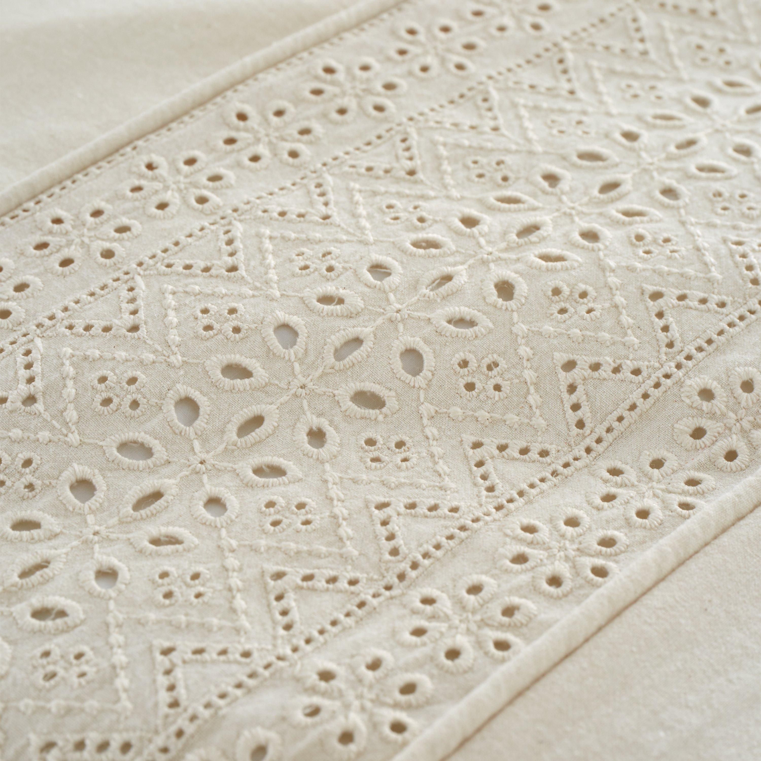 Cream - Catherine Lansfield - Broderie Anglaise Duvet Cover Set - 3