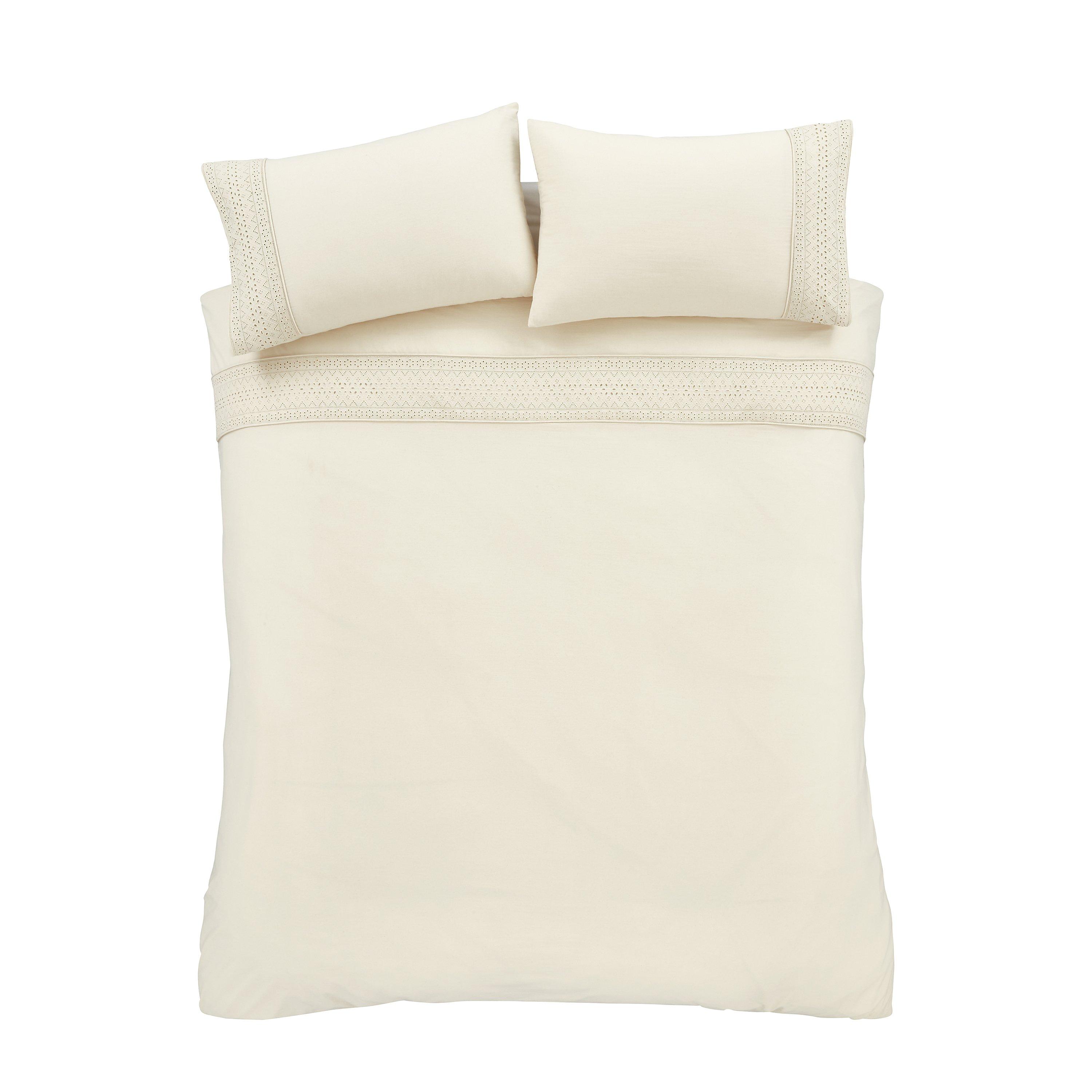 Cream - Catherine Lansfield - Broderie Anglaise Duvet Cover Set - 4