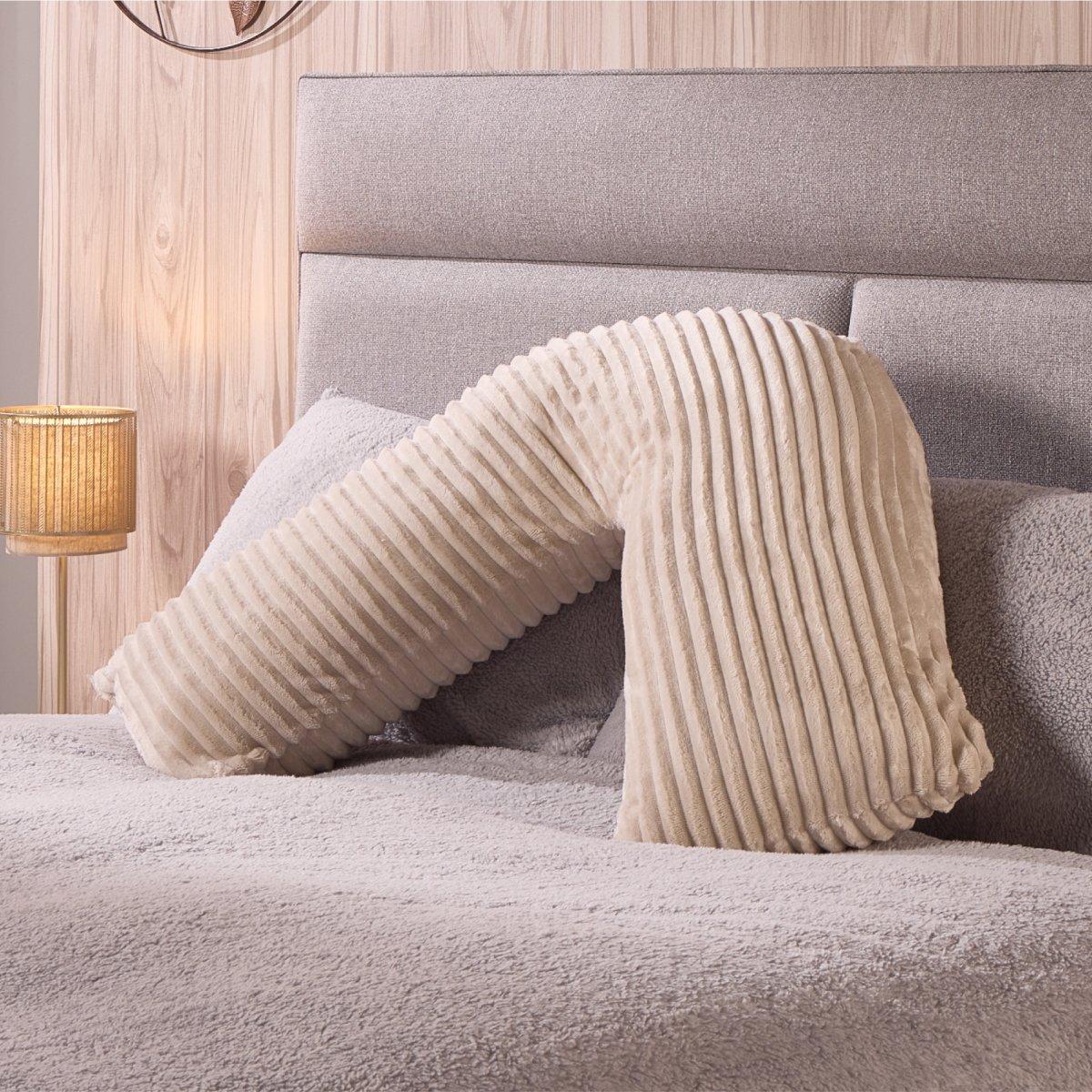 Cream - Downland - Velvet Cord V-Shape Pillow - 1