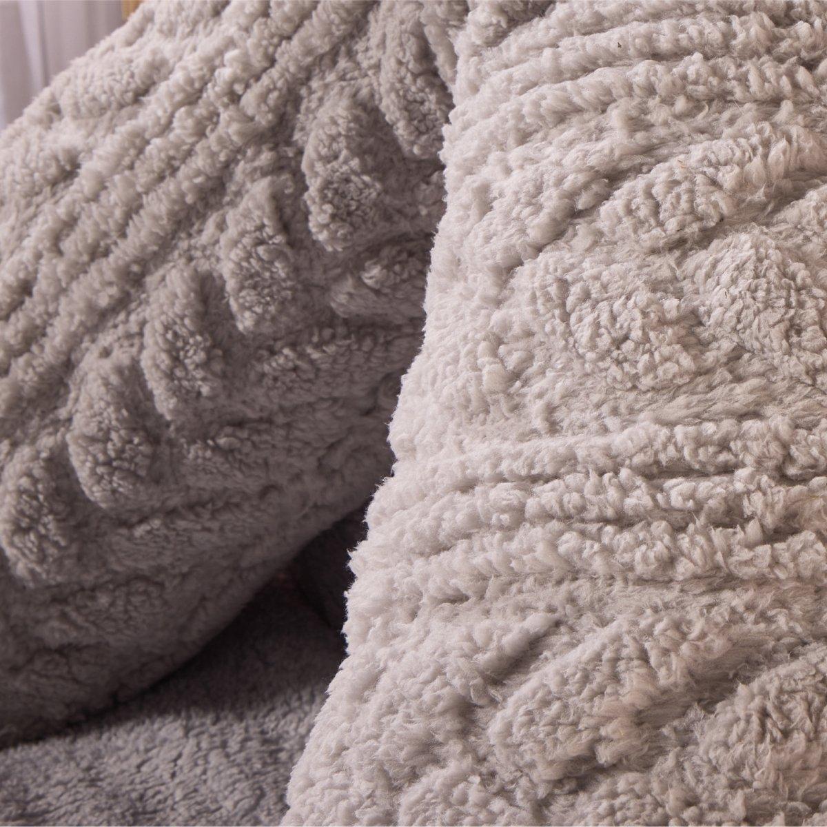 Grey - Downland - Cable Knit Pattern V-Shape Pillow - 3