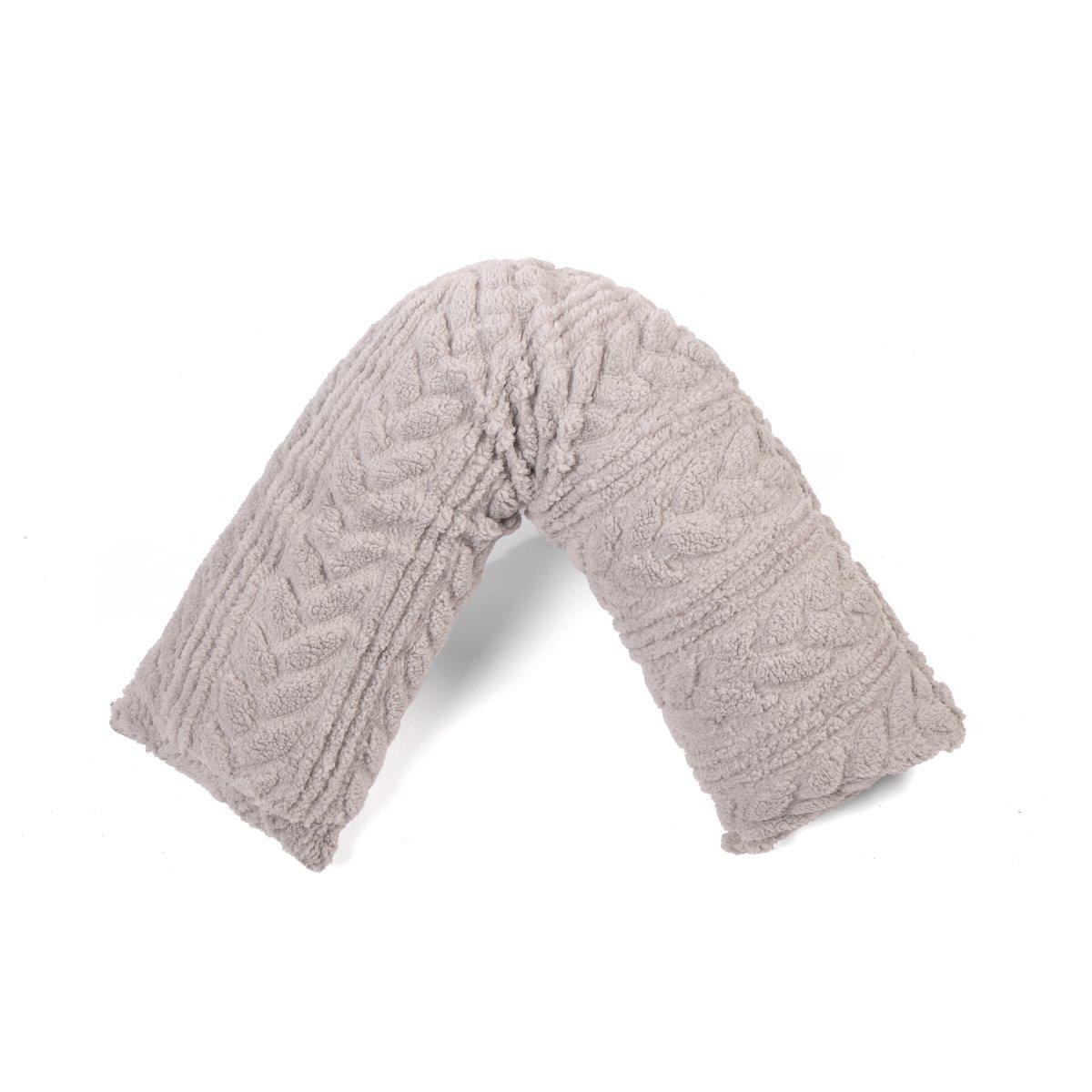 Grey - Downland - Cable Knit Pattern V-Shape Pillow - 6