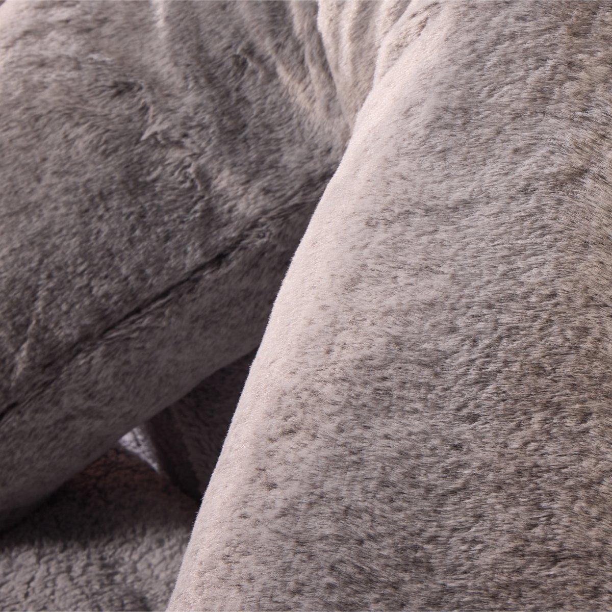 Grey - Downland - Luxury Faux Fur V-Shape Pillow - 3