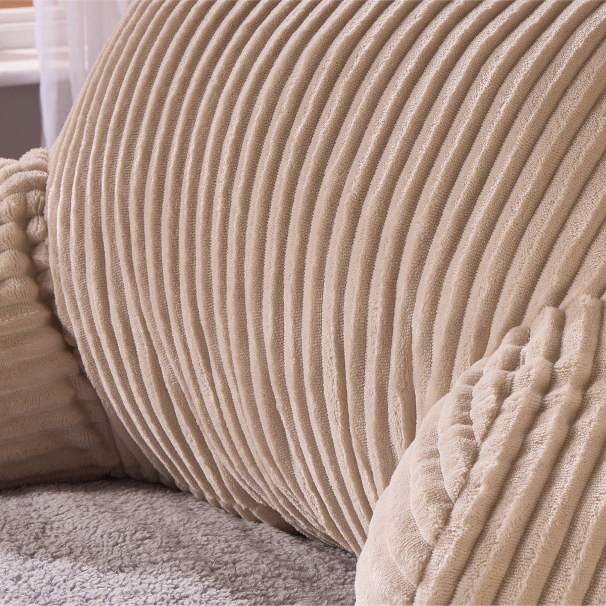 Cream - Downland - Velvet Cord Fleece Cuddle Cushion - 3