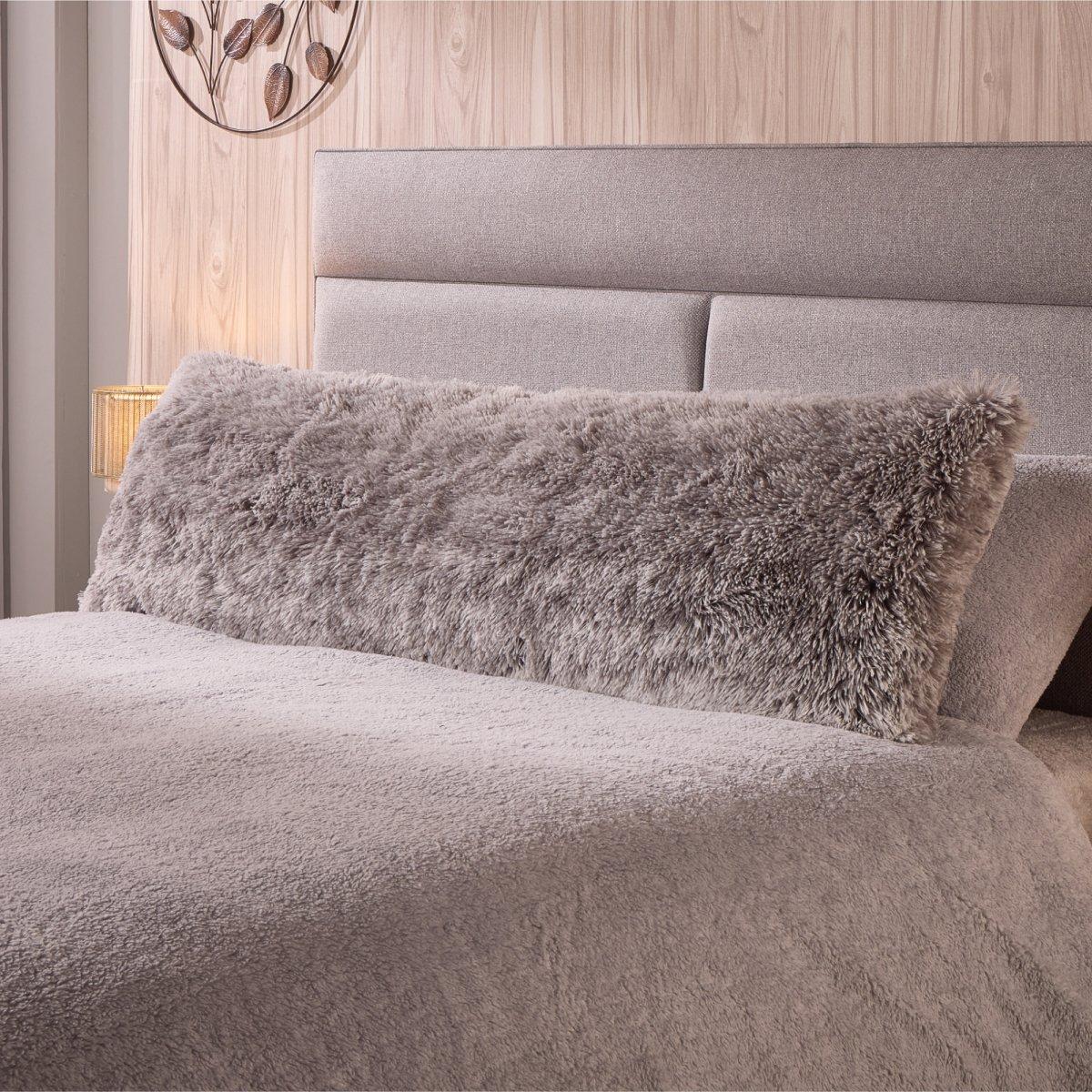 Grey - Downland - Long Haired Bolster Pillow - 1