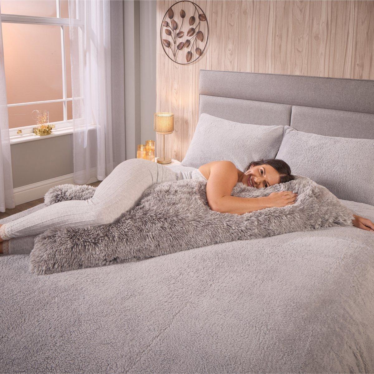 Grey - Downland - Long Haired Bolster Pillow - 2