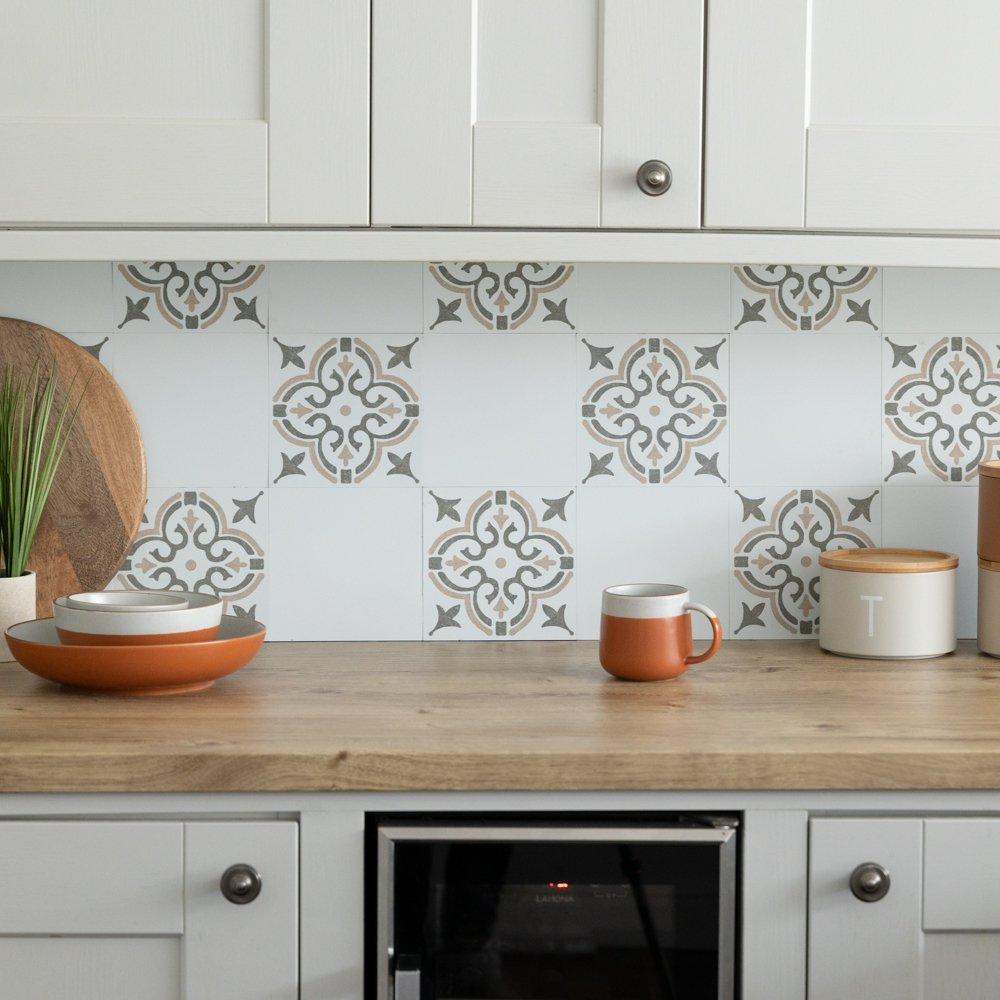 White - D C Fix - Self Adhesive Vinyl Wall Tiles Cement White - 6