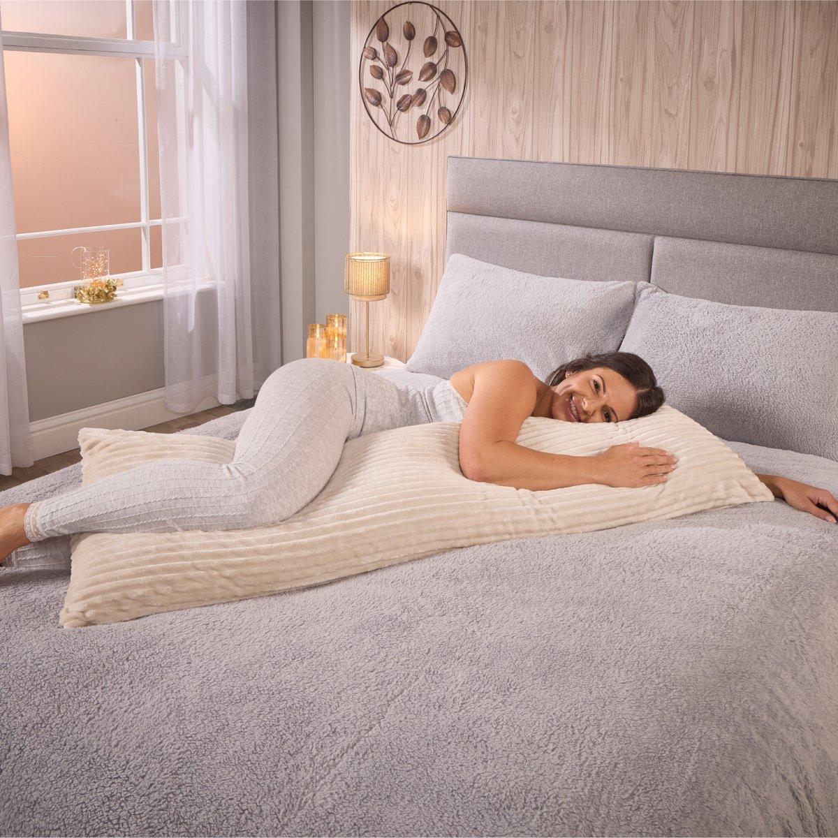 Cream - Downland - Velvet Cord Bolster Pillow - 2