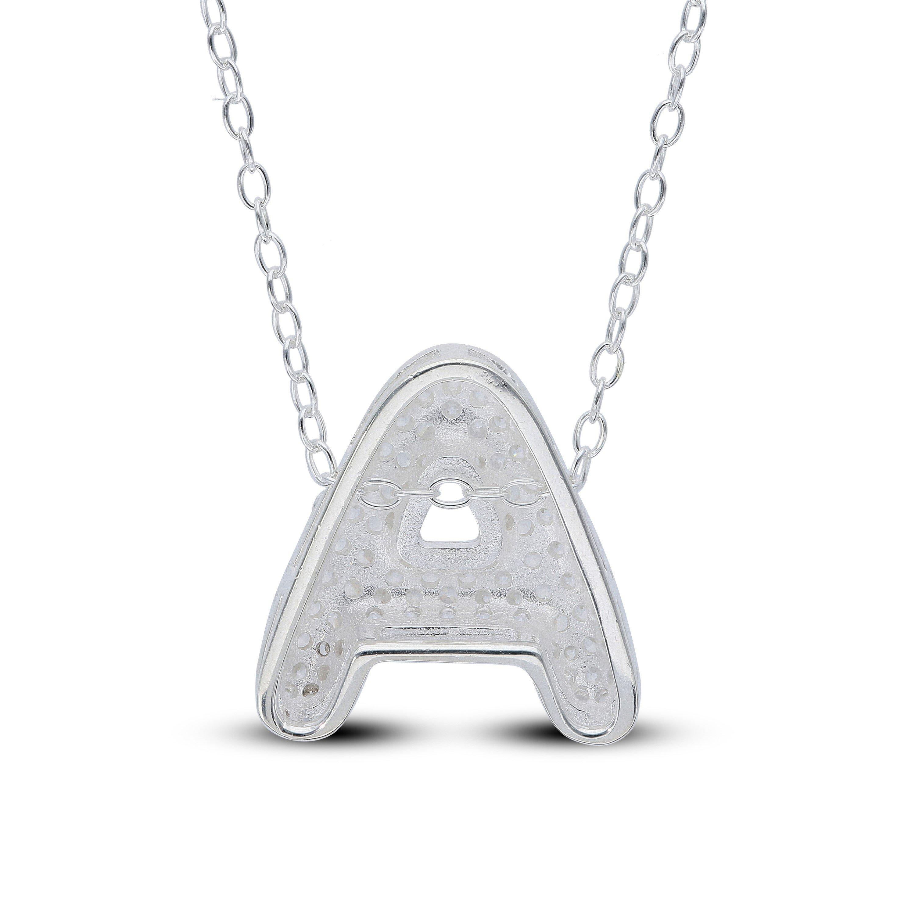 Silver - Be You - Sterling Silver Cubic Zirconia Initial Necklace - 2