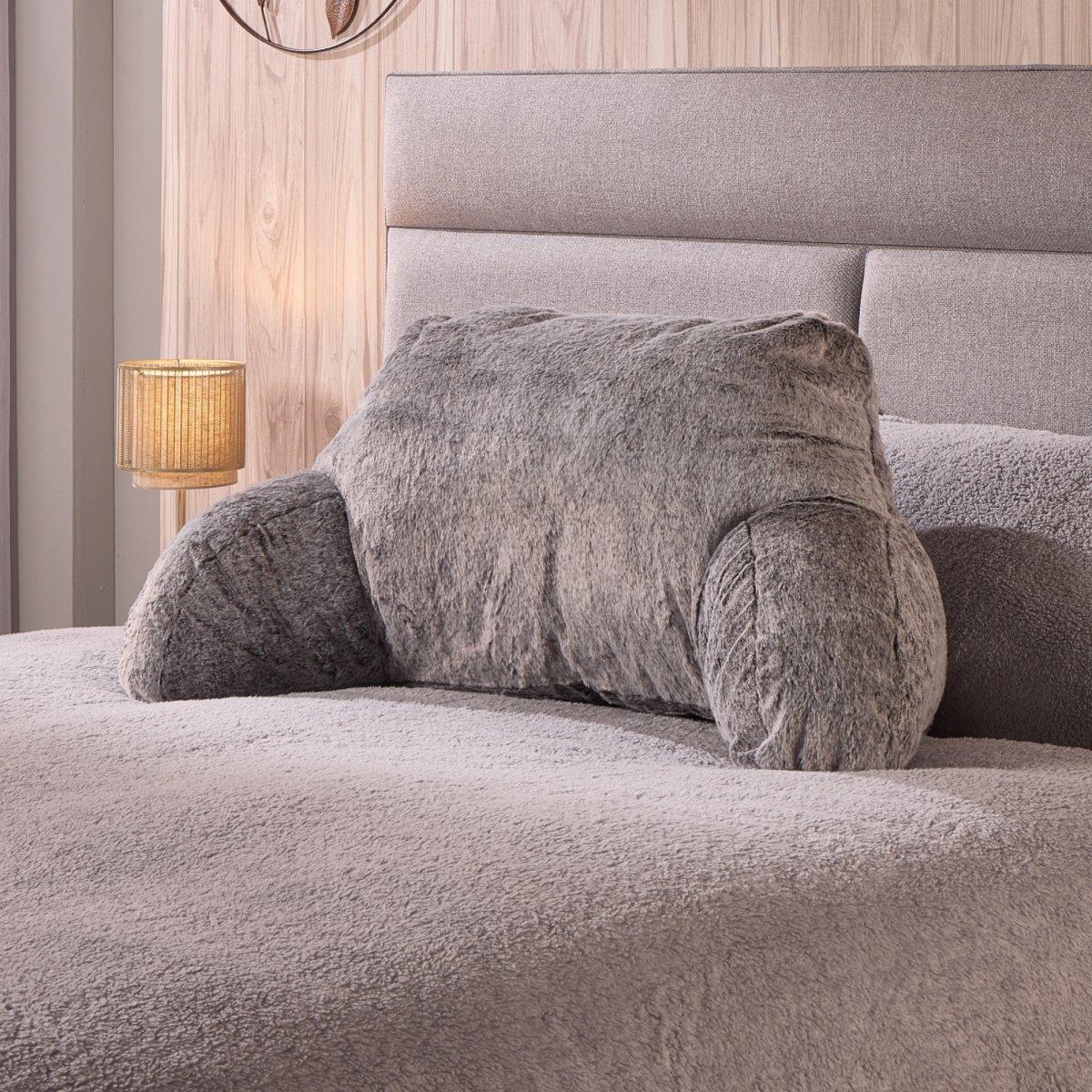 Grey - Downland - Luxury Faux Fur Cuddle Cushion - 1