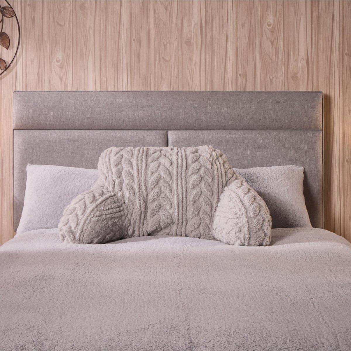 Grey - Downland - Cable Knit Teddy Fleece Cuddle Cushion - 4