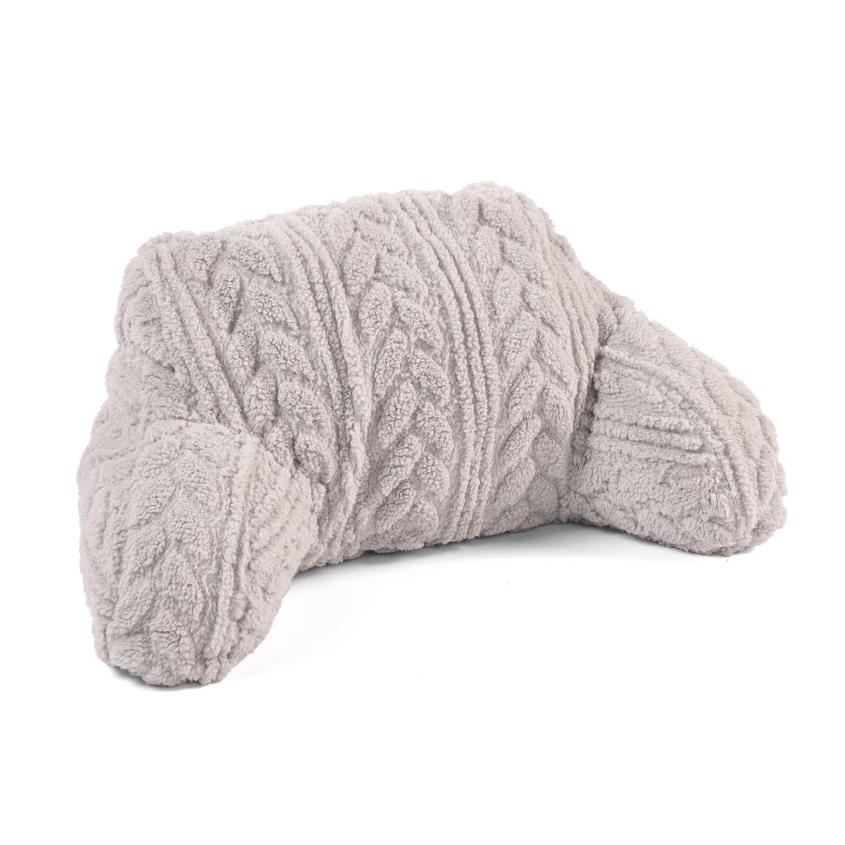 Grey - Downland - Cable Knit Teddy Fleece Cuddle Cushion - 5