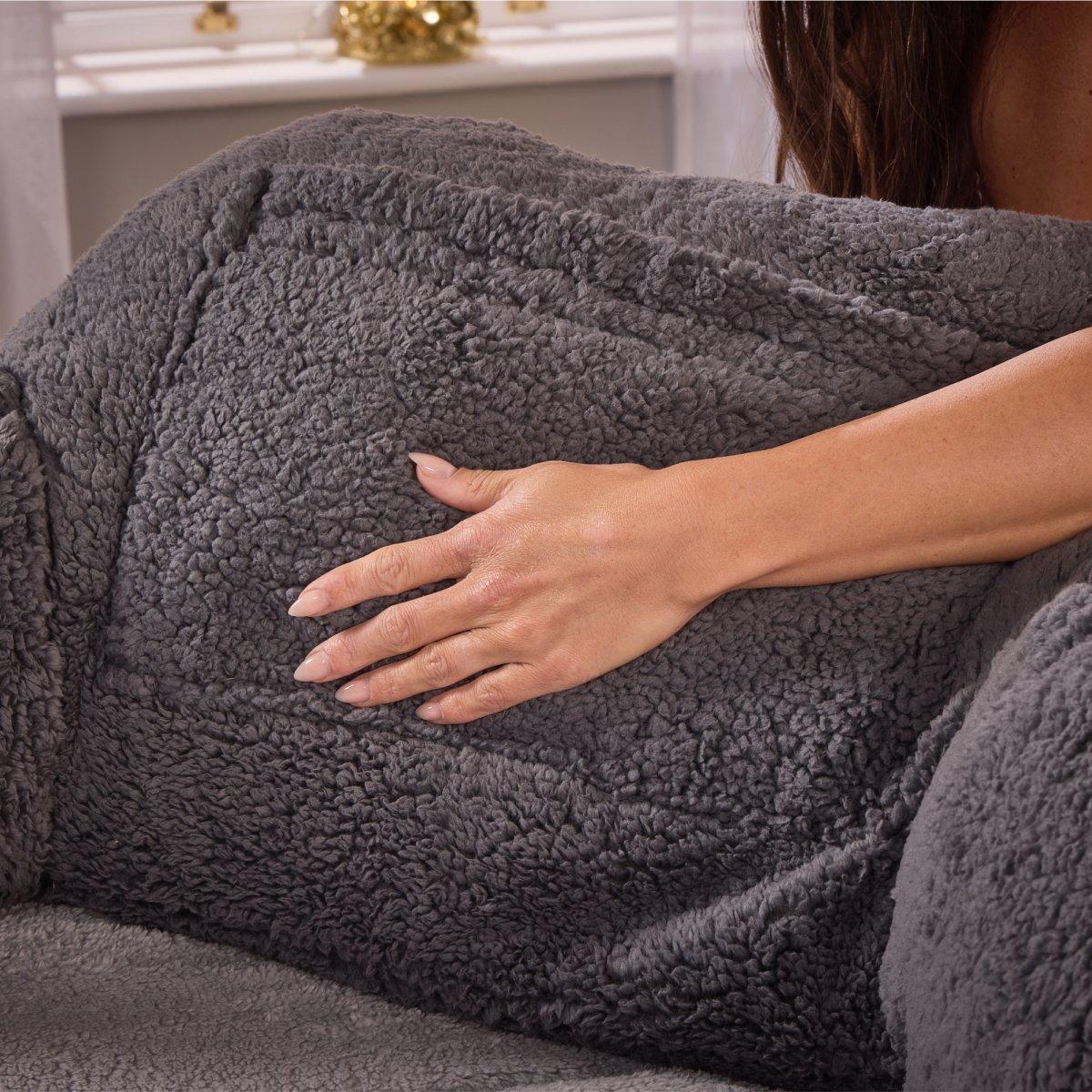 Charcoal - Downland - Heated Teddy Fleece Cuddle Cushion - 5