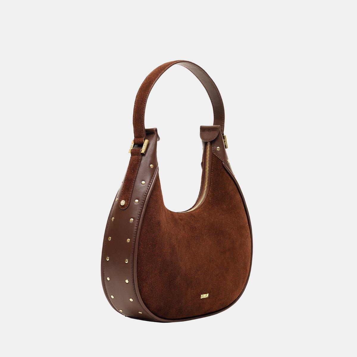 Chocolate - Biba - Women's Studded Top Handle Bag - 2