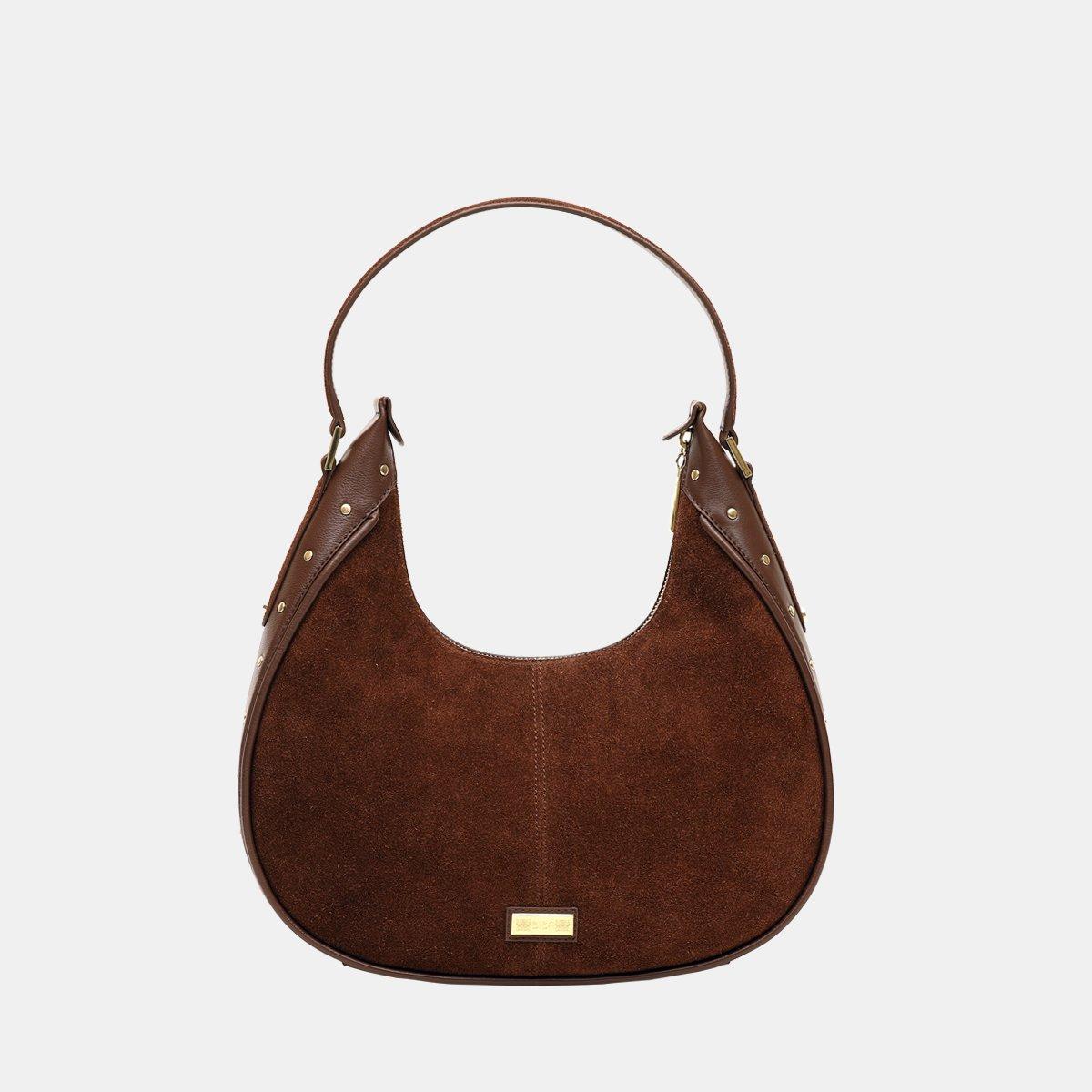 Chocolate - Biba - Women's Studded Top Handle Bag - 3